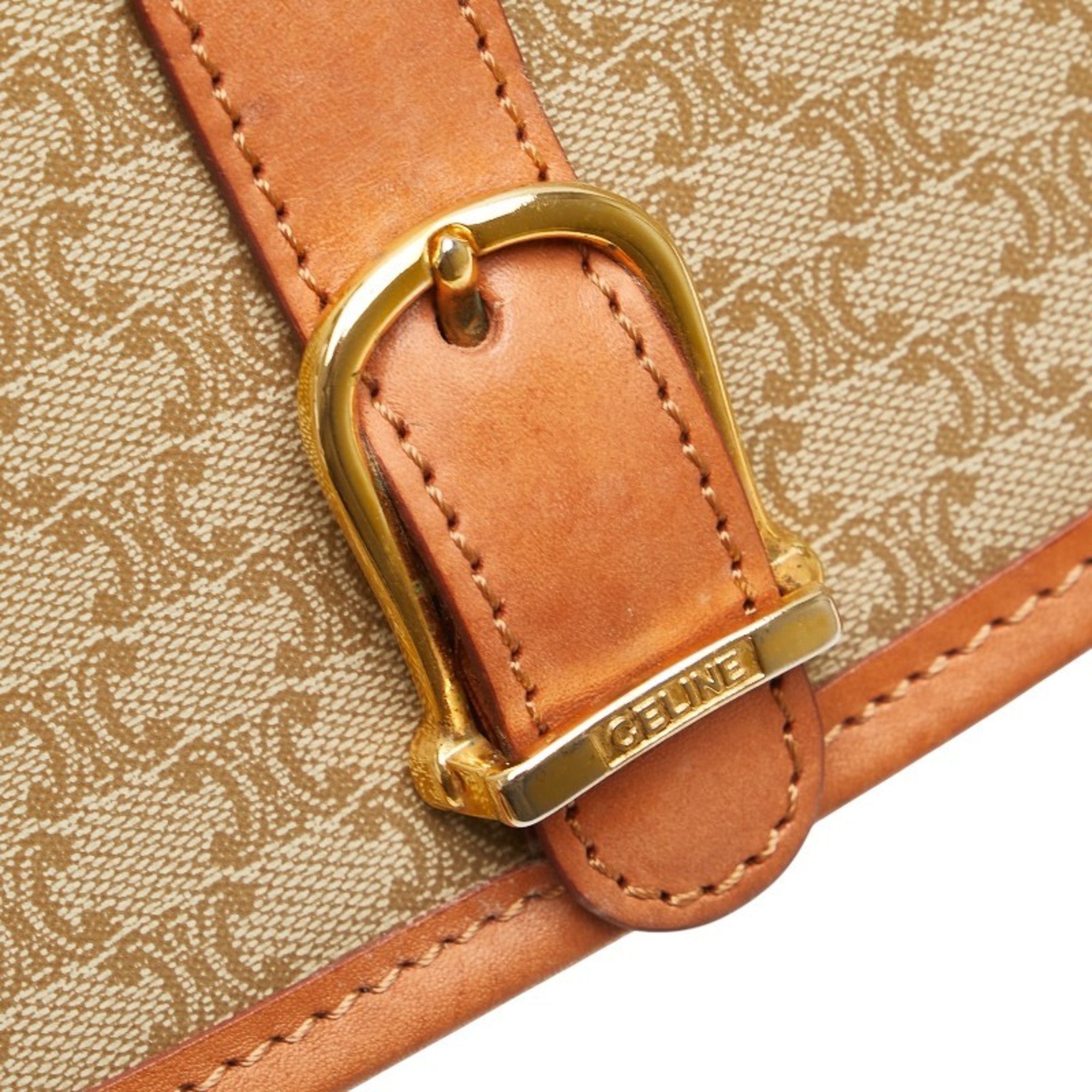 Celine Macadam Beige Brown Pvc Leather Shoulder Bag (Pre-Owned)