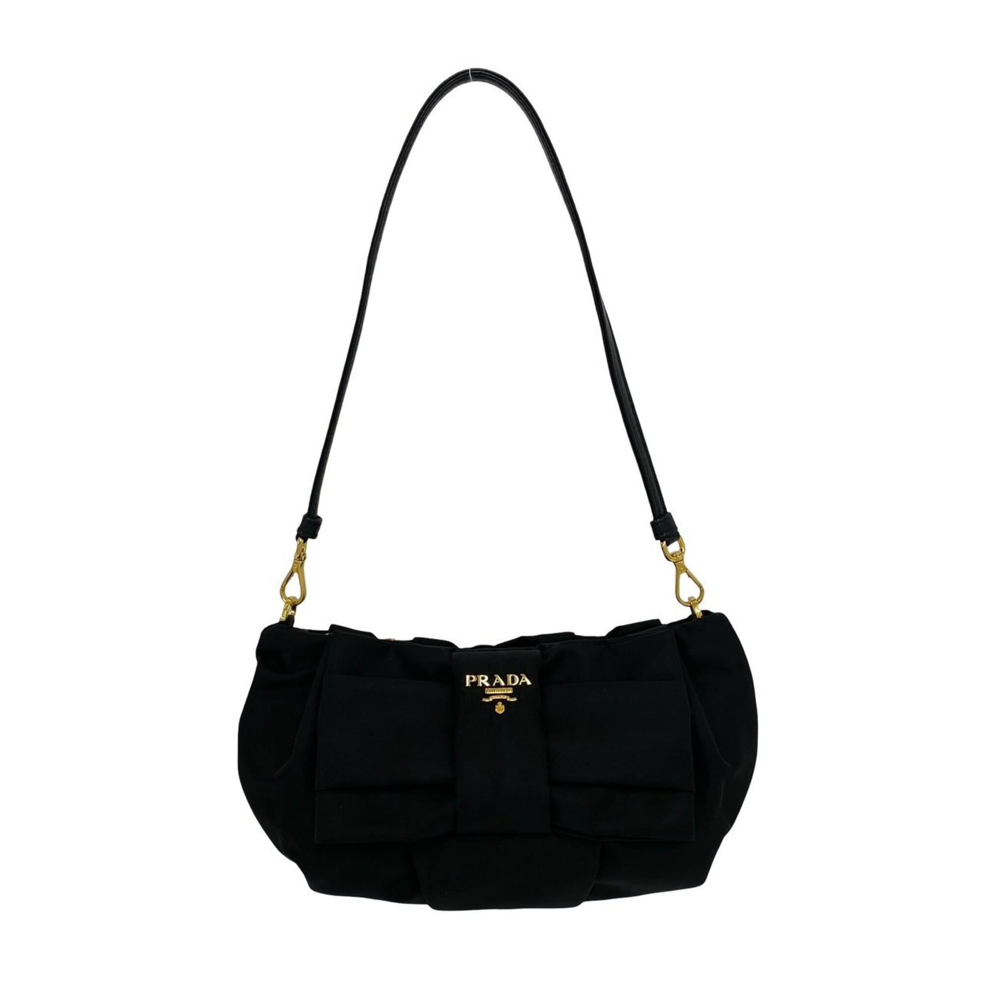 Prada Black Nylon Leather Handbag Shoulder Bag (Pre-Owned)