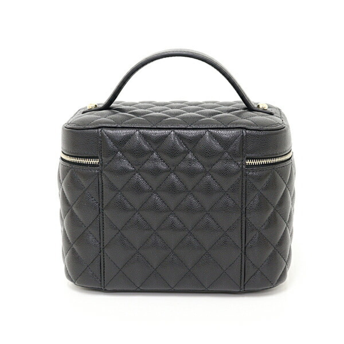 Chanel Black Grained Calfskin Handbag Vanity Bag (Pre-Owned)