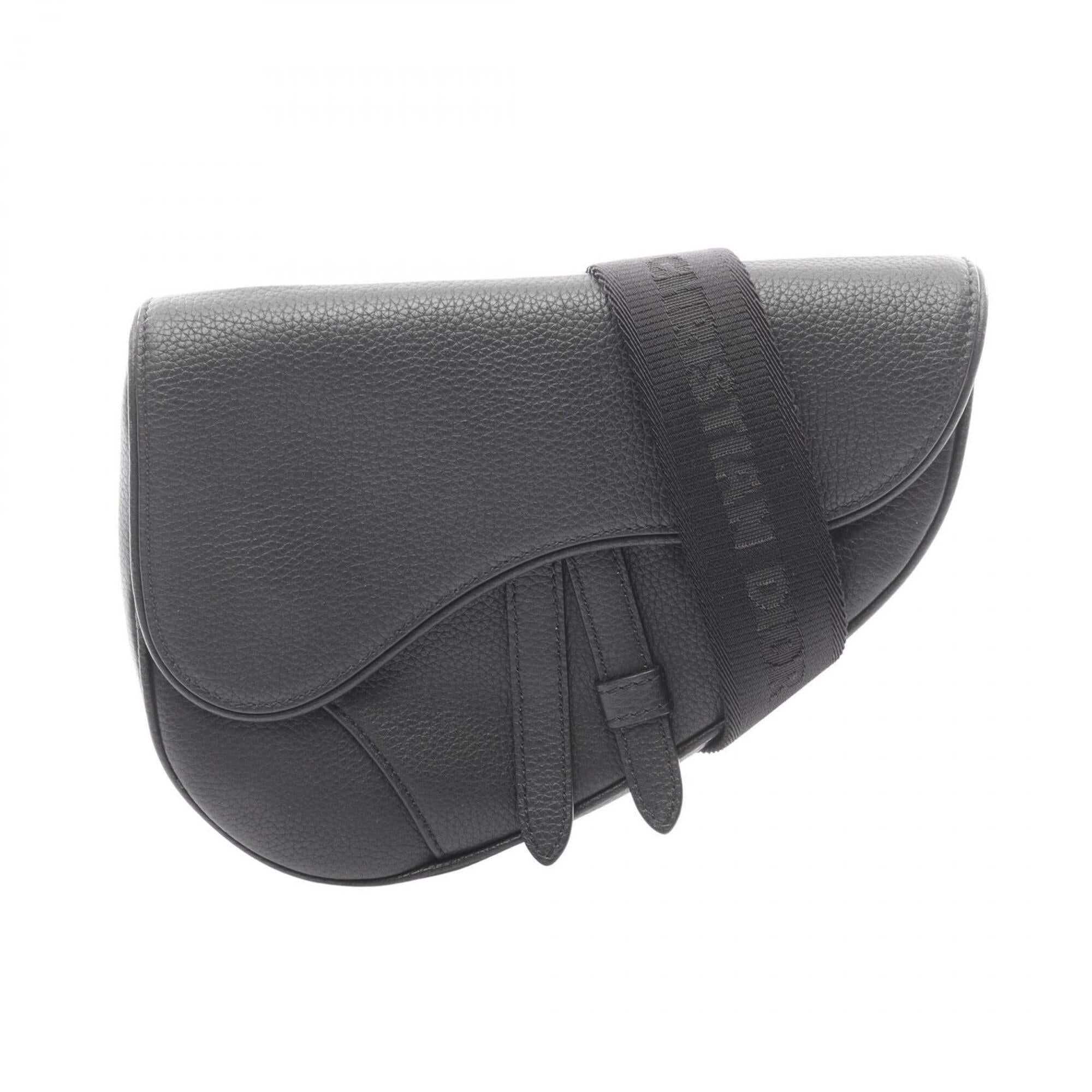 Christian Dior Black Leather Saddle Bag Shoulder Bag (Pre-Owned)