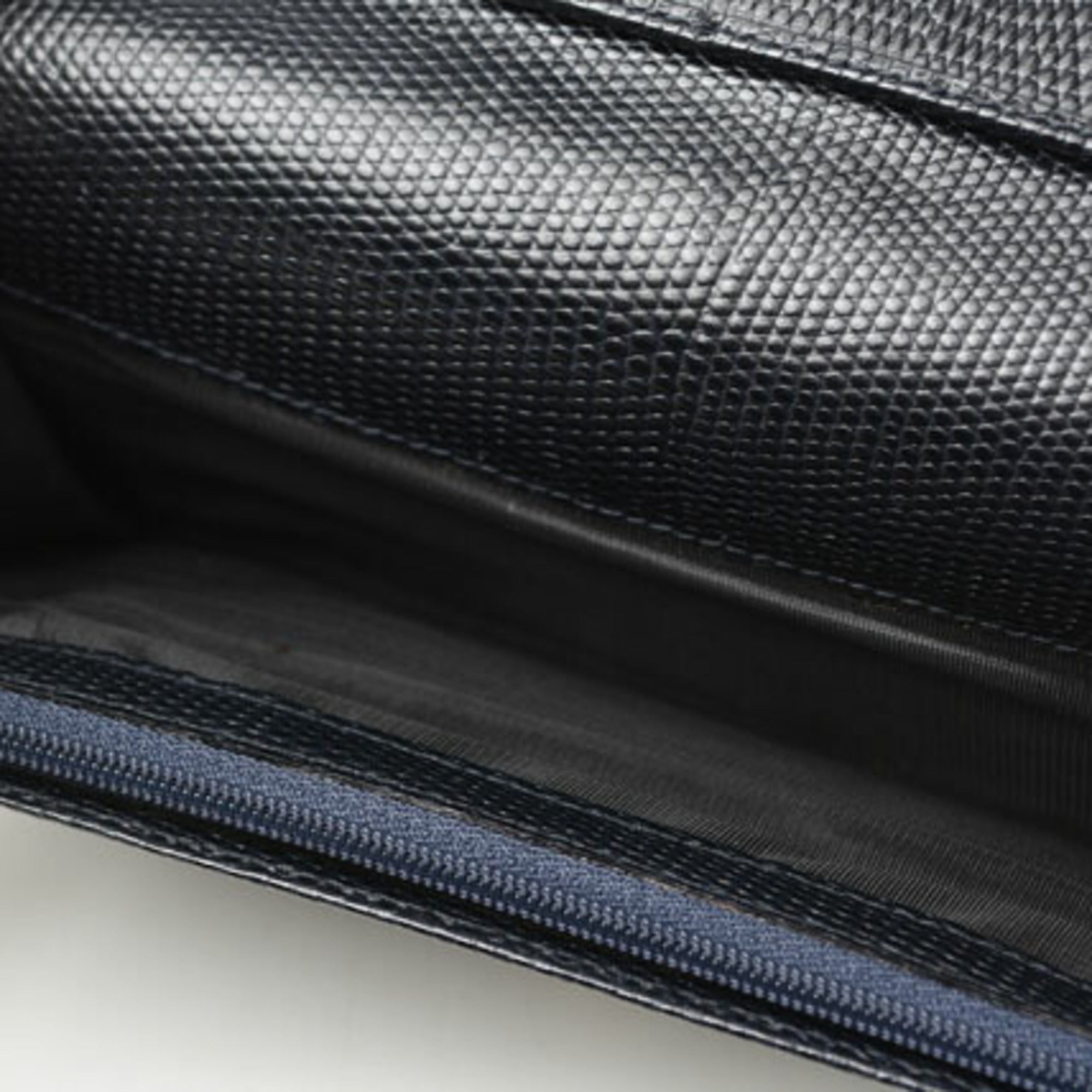 Salvatore Ferragamo Dark Navy Leather Long Wallet (Bi-Fold) (Pre-Owned)