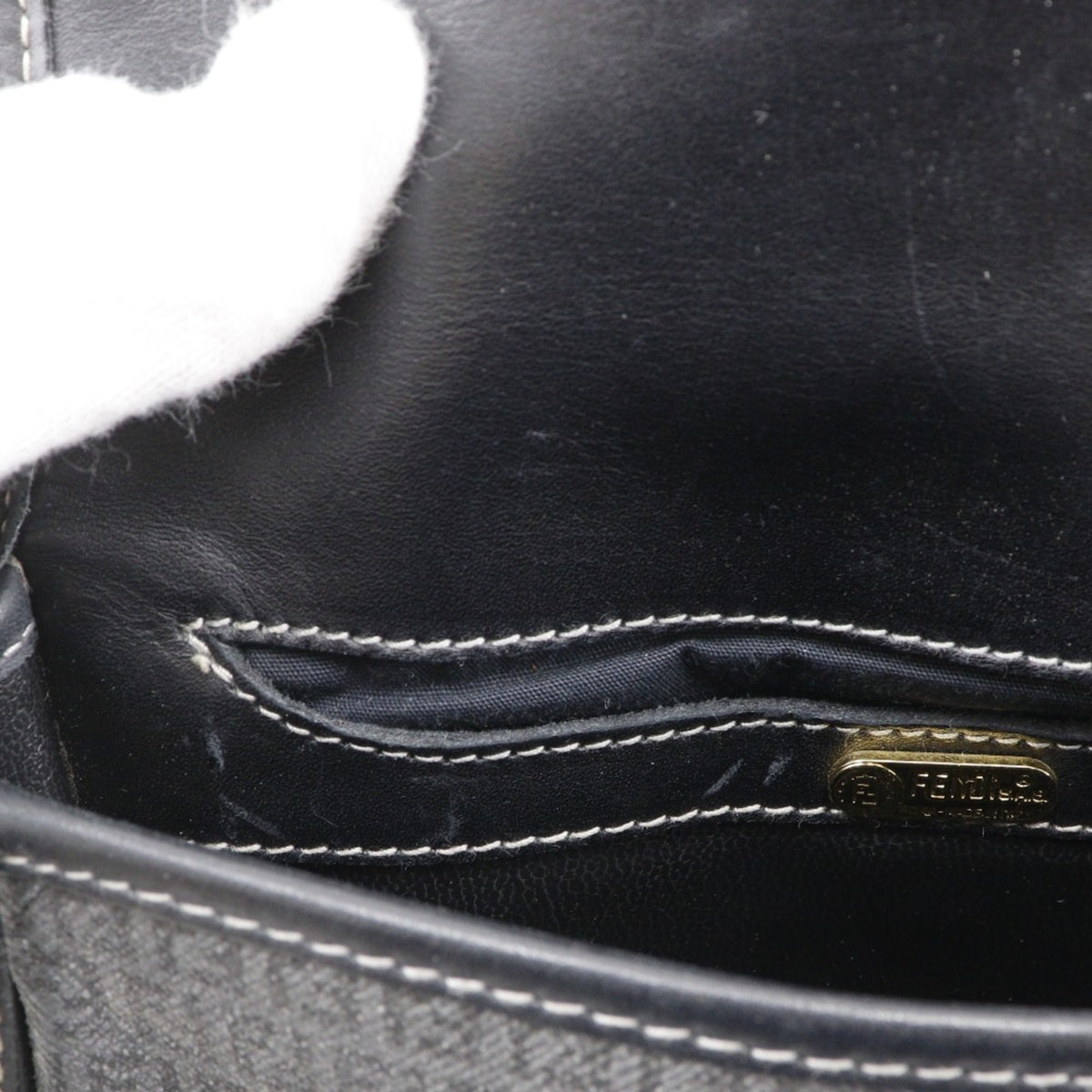 Fendi Zucchino Gray Zucchino Pochette Shoulder Bag (Pre-Owned)