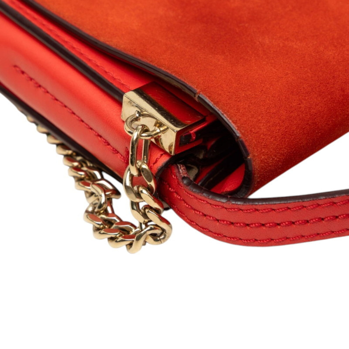 Chloé Red Color Leather Suede Shoulder Bag (Pre-Owned)