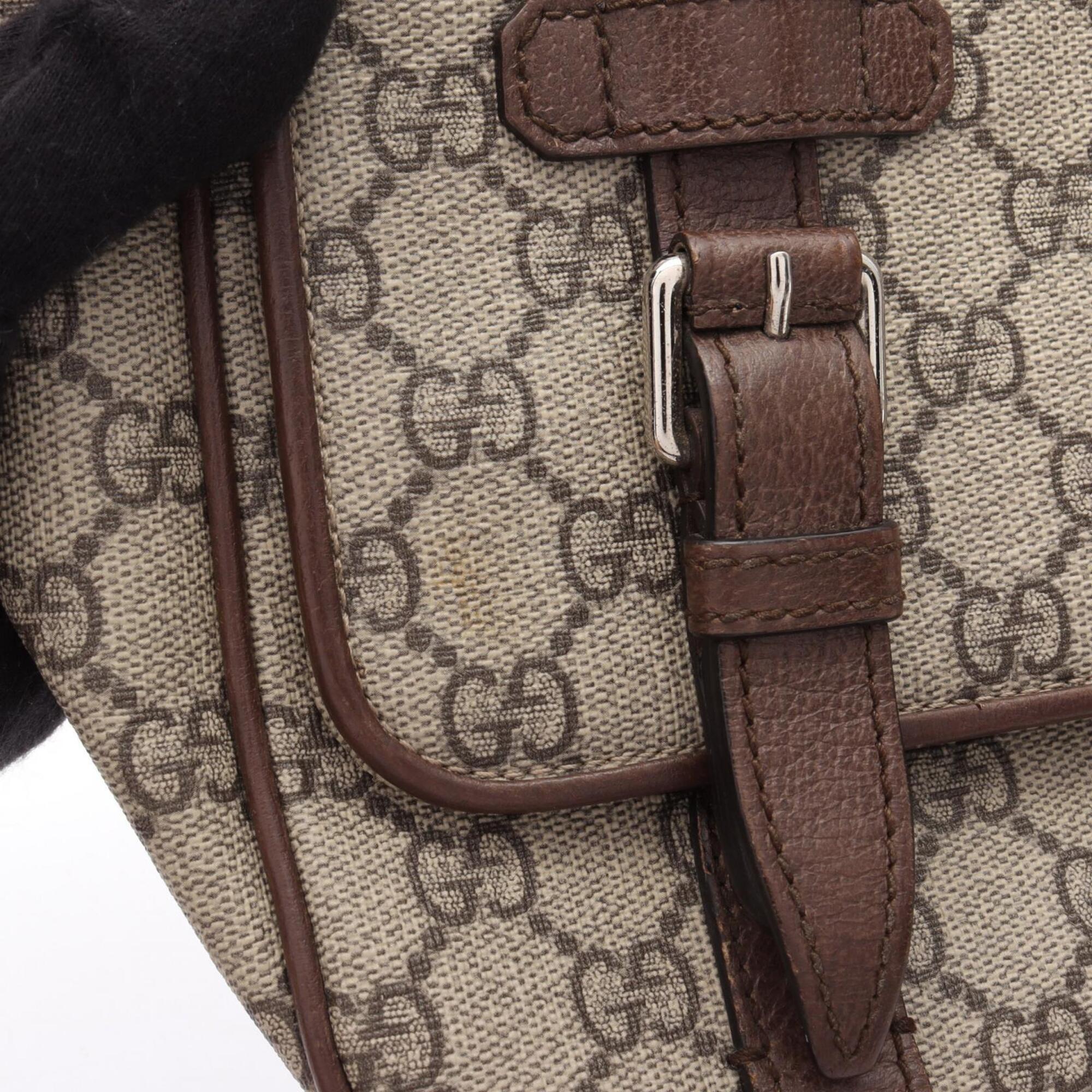 Gucci Beige Brown Coated Canvas Leather Handbag Shoulder Bag (Pre-Owned)