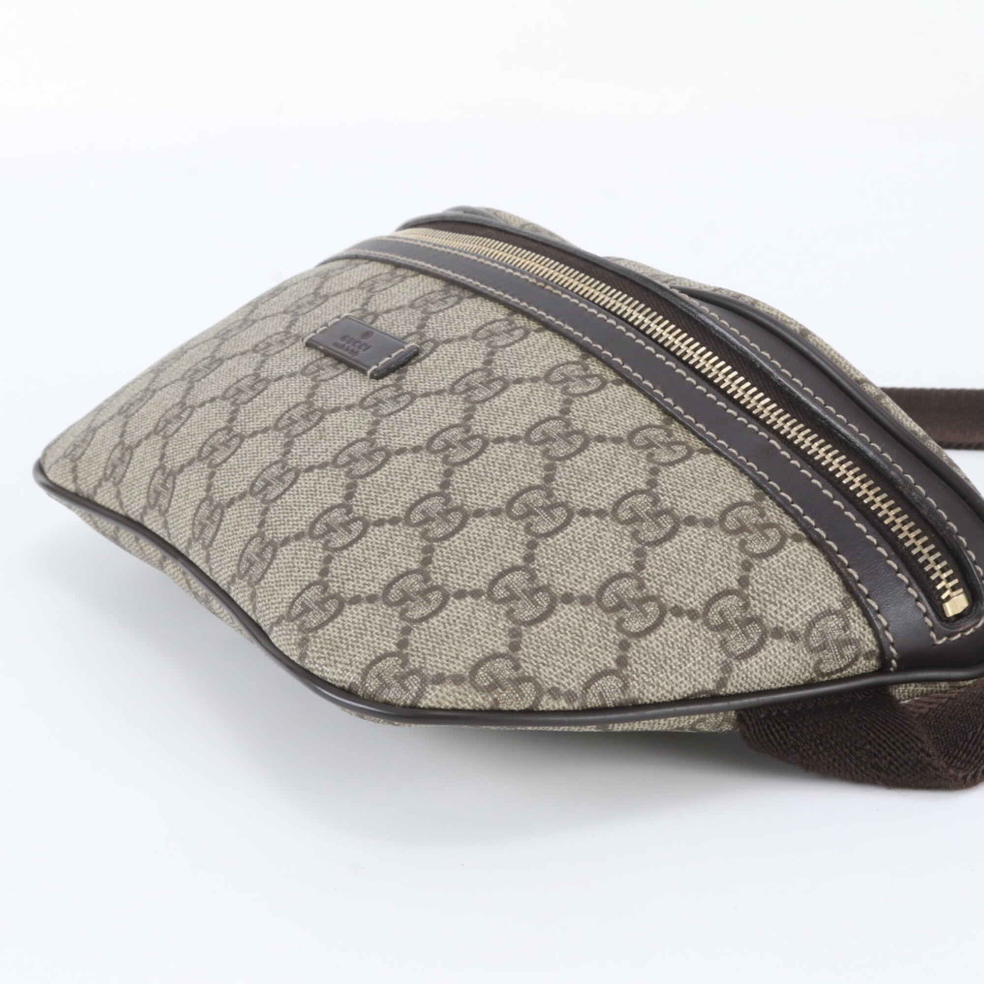 Gucci Brown Leather Coated Canvas Pouch Shoulder Bag Sling Bag (Pre-Owned)