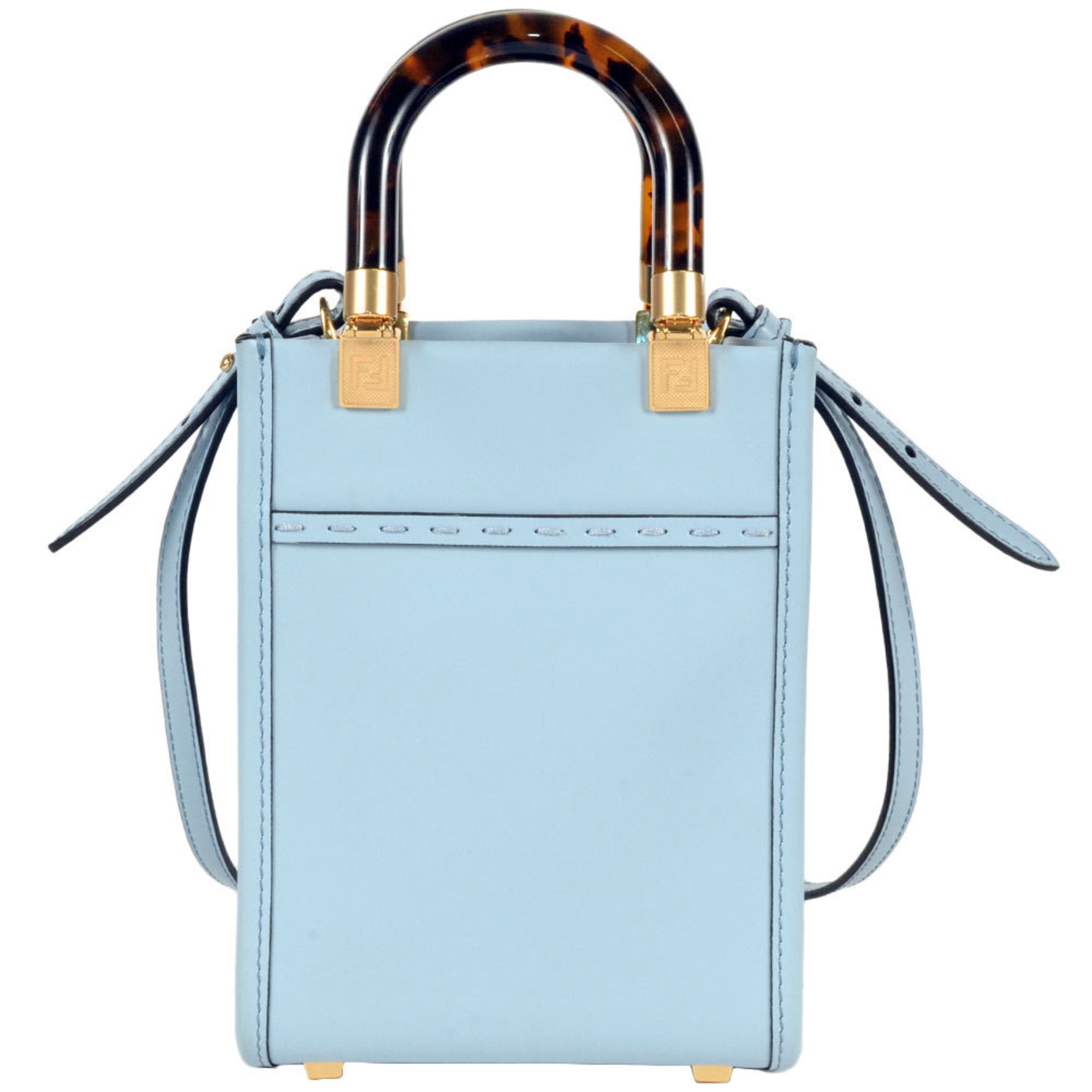 Fendi Blue Leather Handbag Shoulder Bag (Pre-Owned)