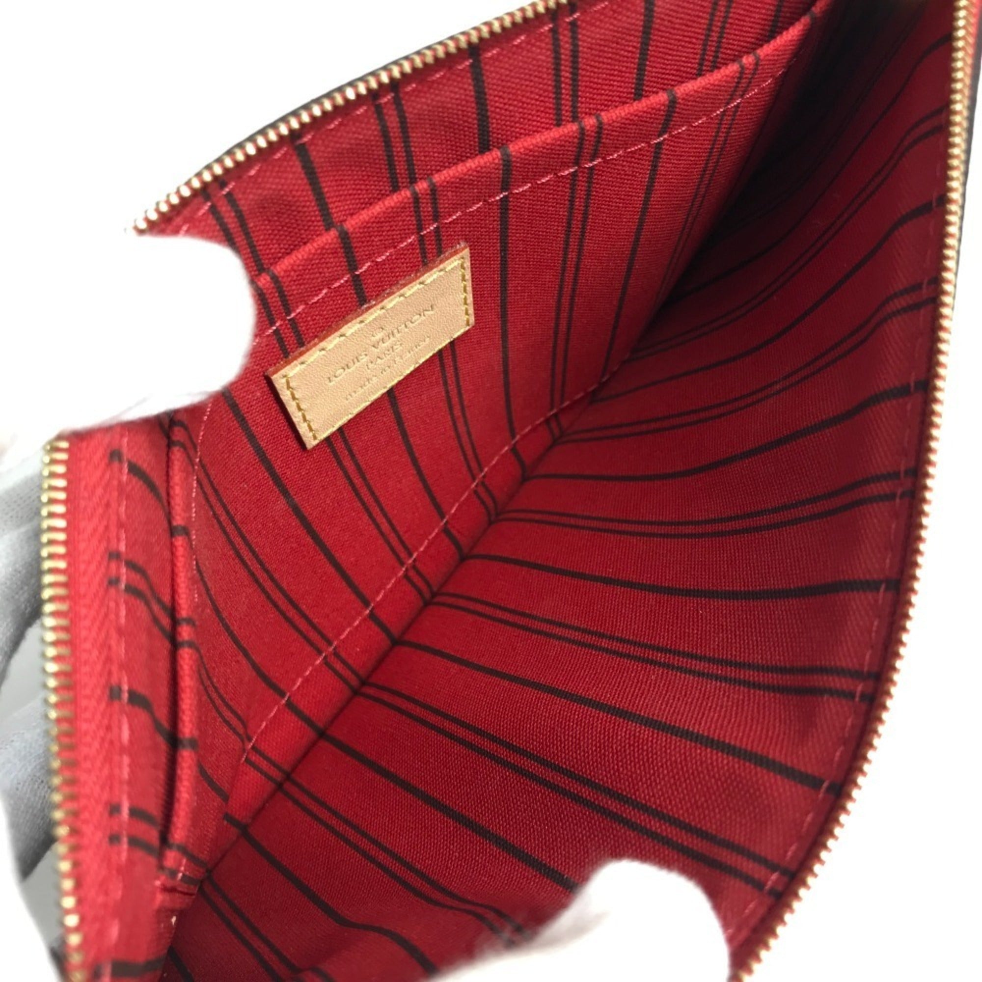 Louis Vuitton Brown Cerise Red Color Monogram Canvas Handbag Shoulder Bag Tote Bag (Pre-Owned)