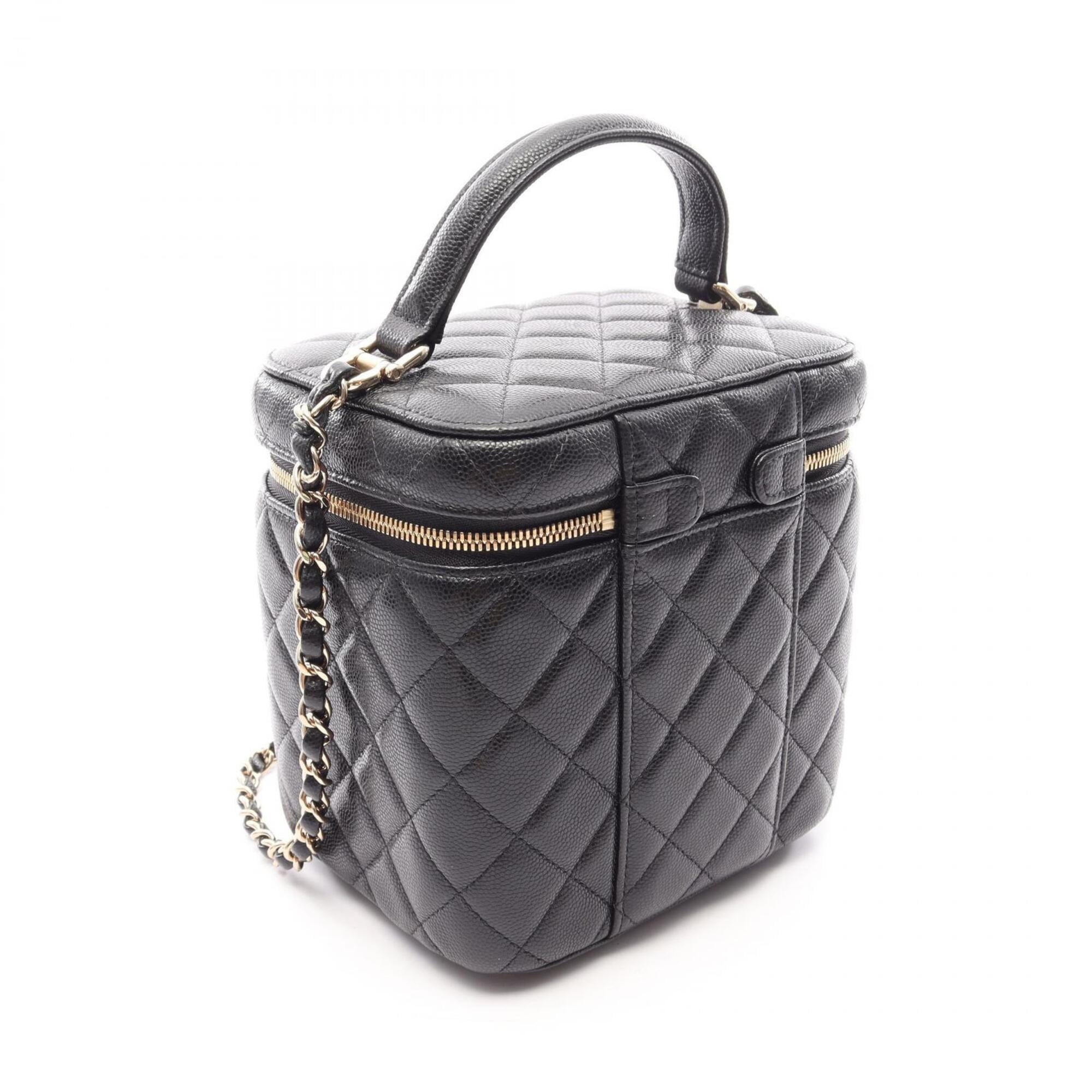 Chanel Black Grained Calfskin Handbag Shoulder Bag Vanity Bag (Pre-Owned)