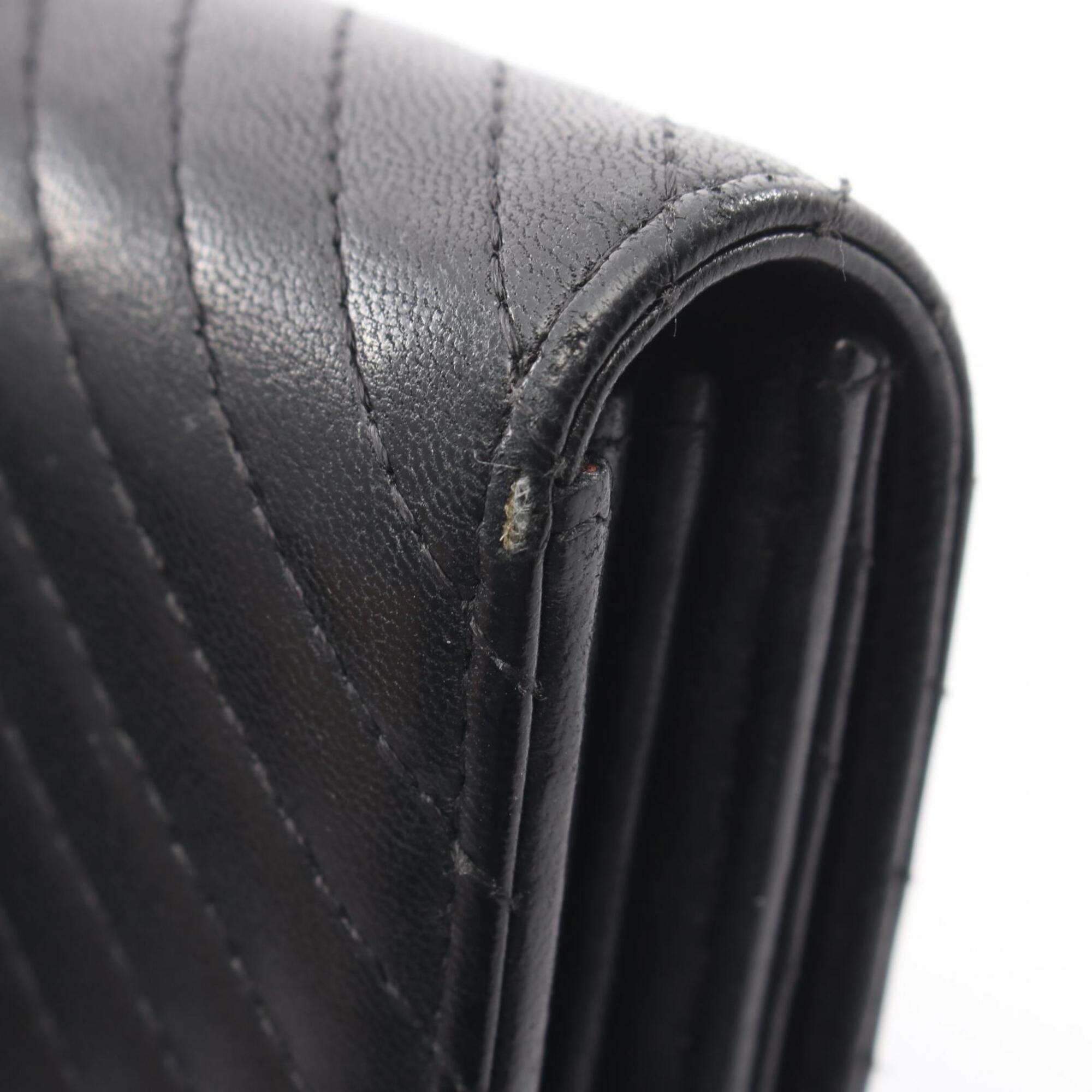 Chanel Black Leather Long Wallet (Bi-Fold) (Pre-Owned)
