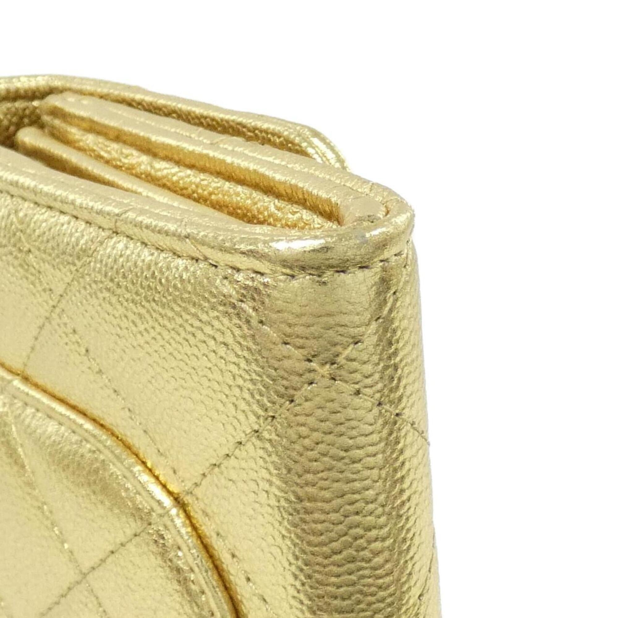 Chanel Gold Grained Calfskin Long Wallet (Bi-Fold) (Pre-Owned)