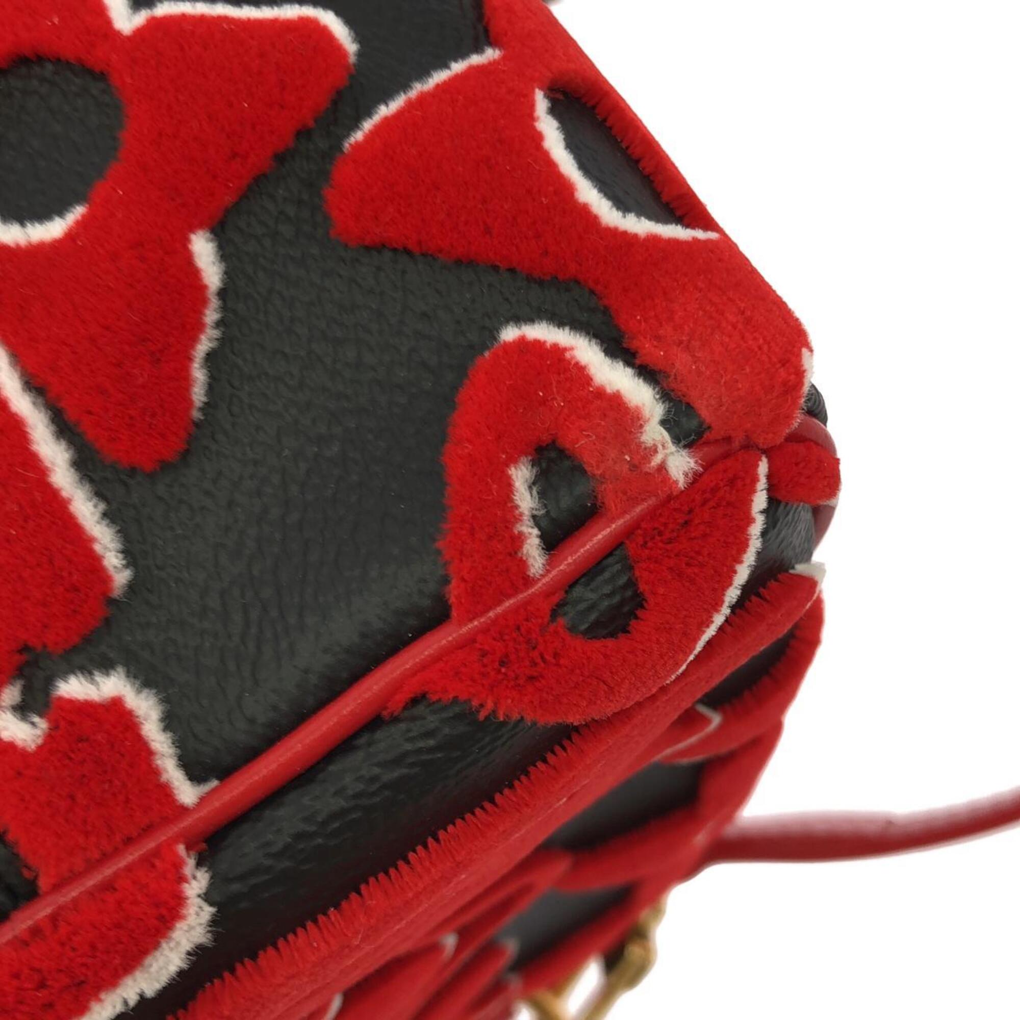 Louis Vuitton Black Red Color Coated Canvas Boston Bag (Pre-Owned)