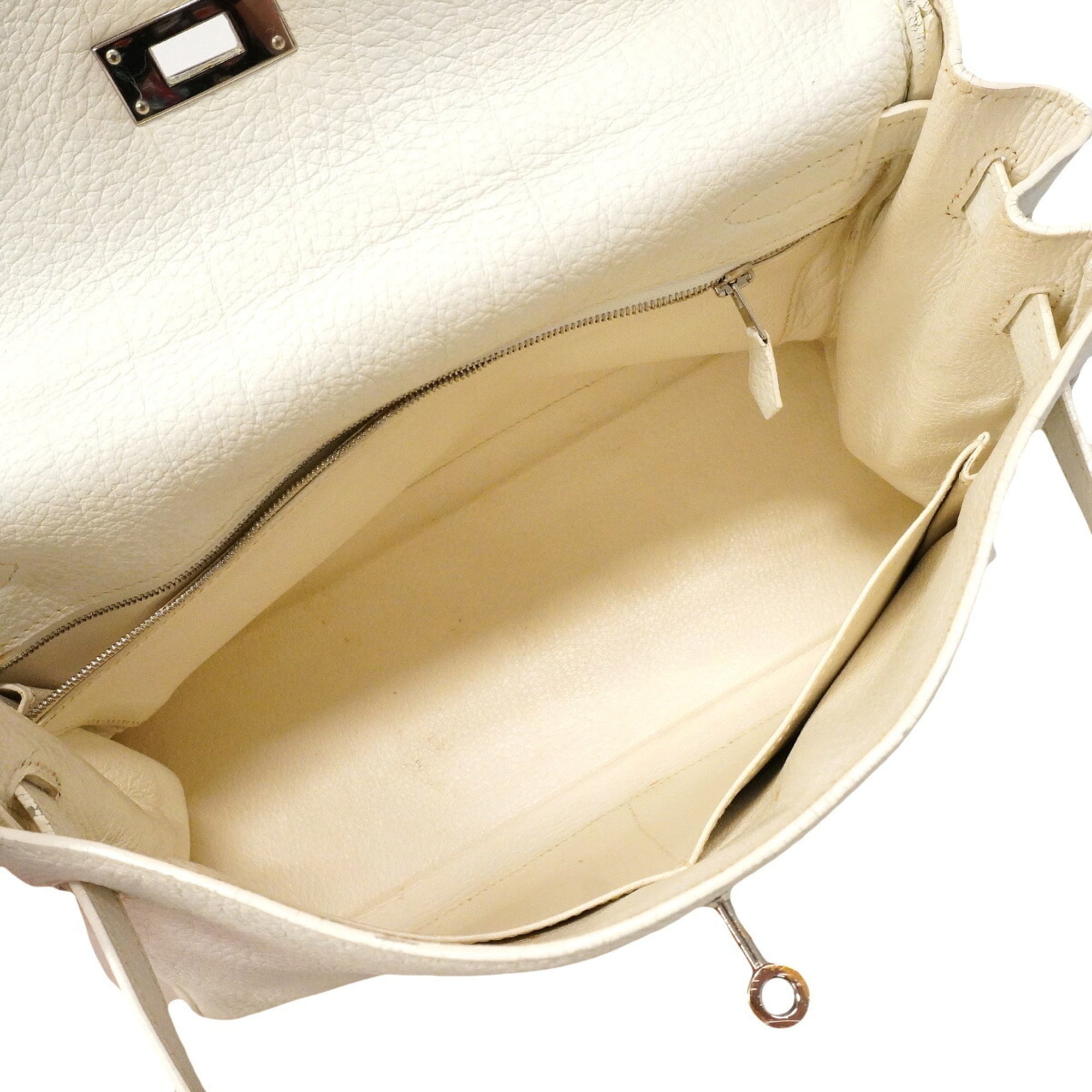 Hermes White Taurillon Clemence Leather Handbag (Pre-Owned)