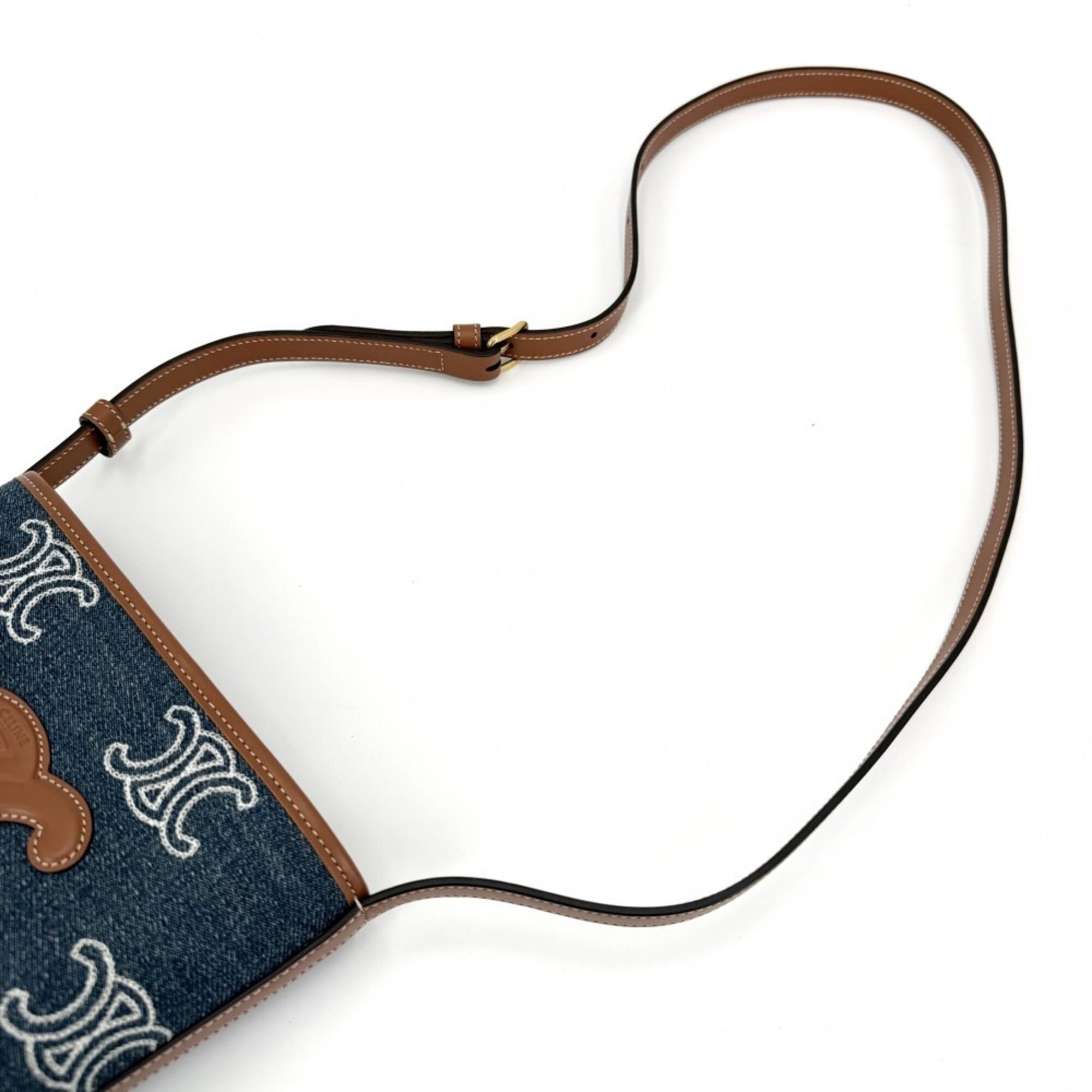 Celine Brown Denim Leather Shoulder Bag (Pre-Owned)