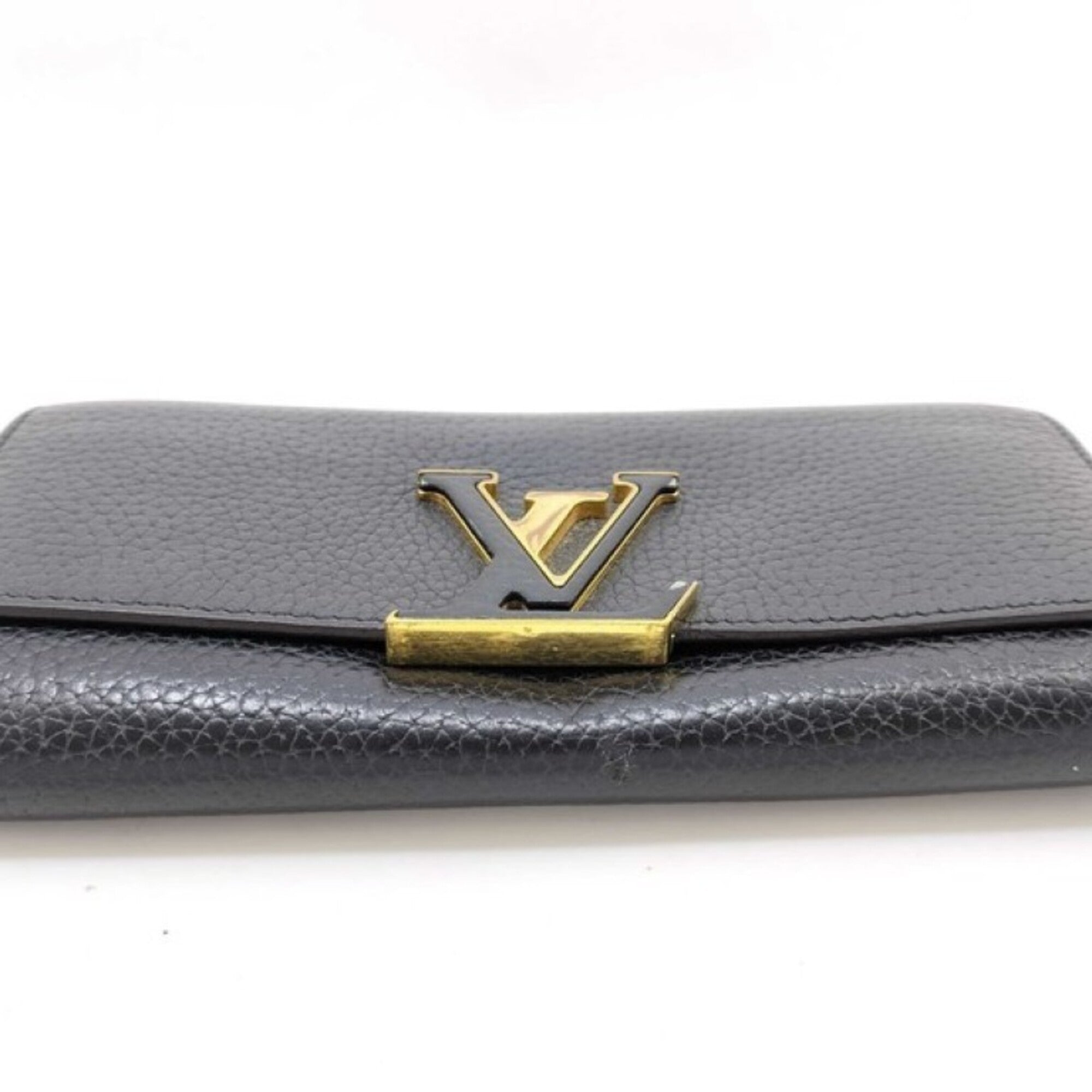 Louis Vuitton Black Noir Leather Long Wallet (Bi-Fold) (Pre-Owned)