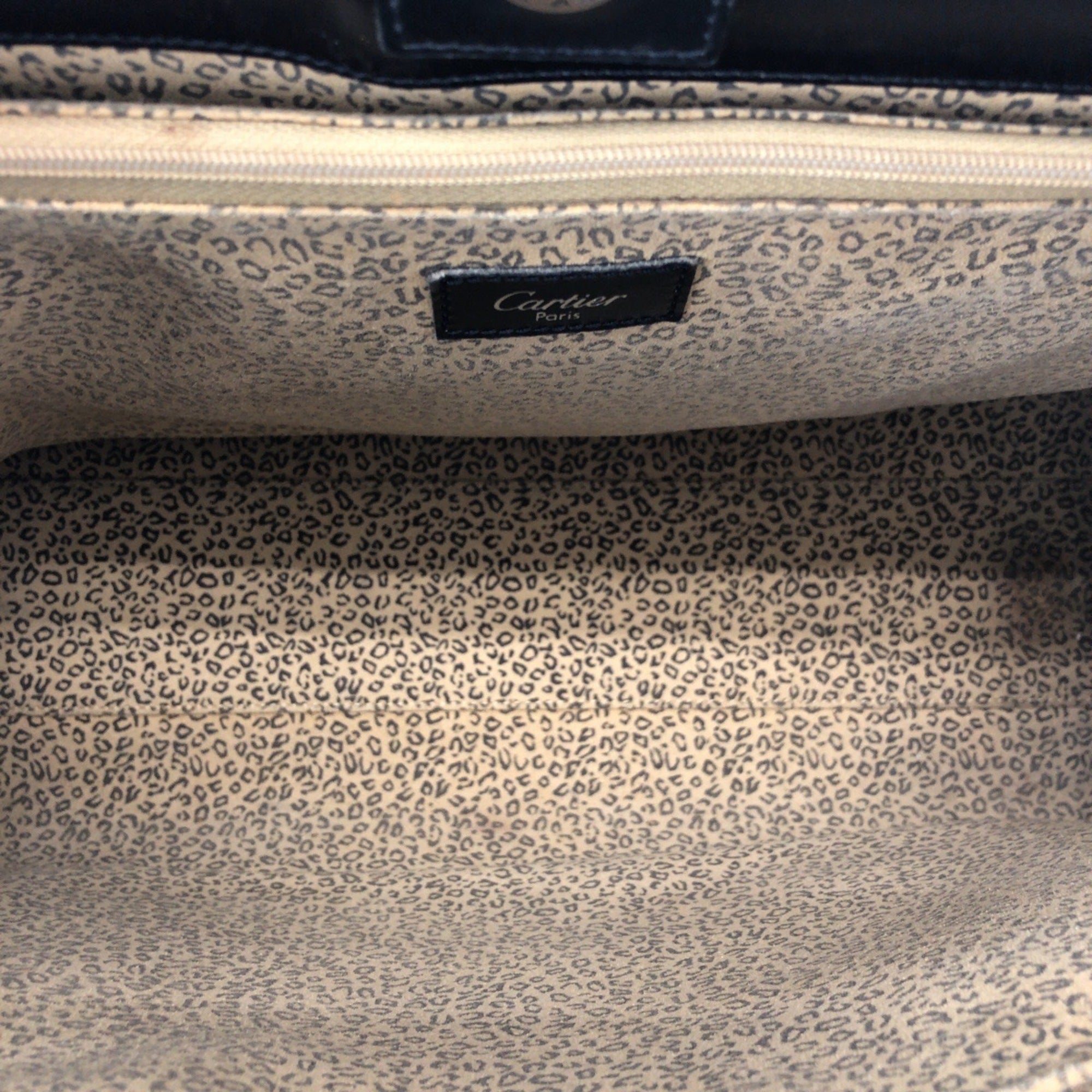 Cartier Black Leather Shoulder Bag Tote Bag (Pre-Owned)