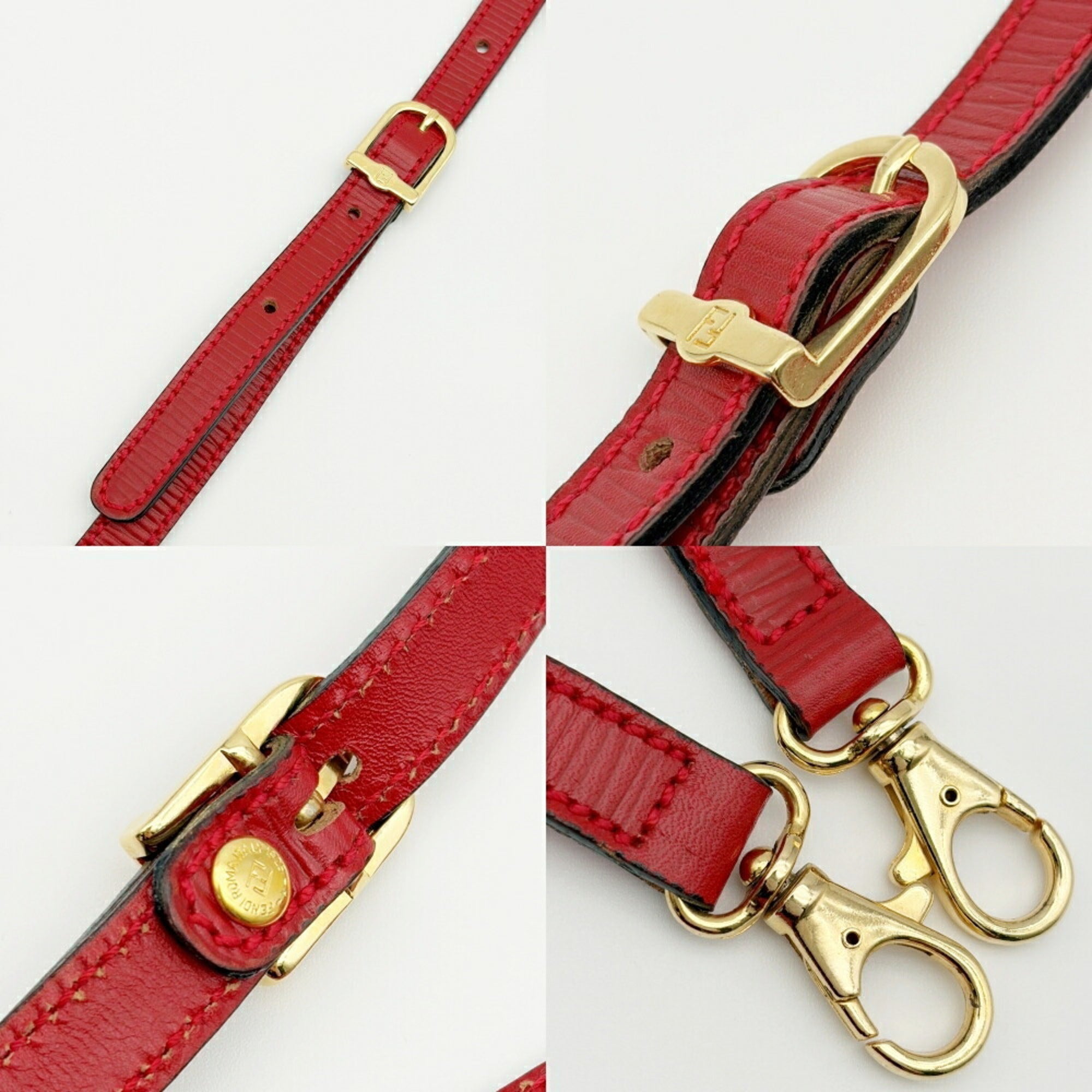Fendi Red Color Leather Shoulder Bag (Pre-Owned)