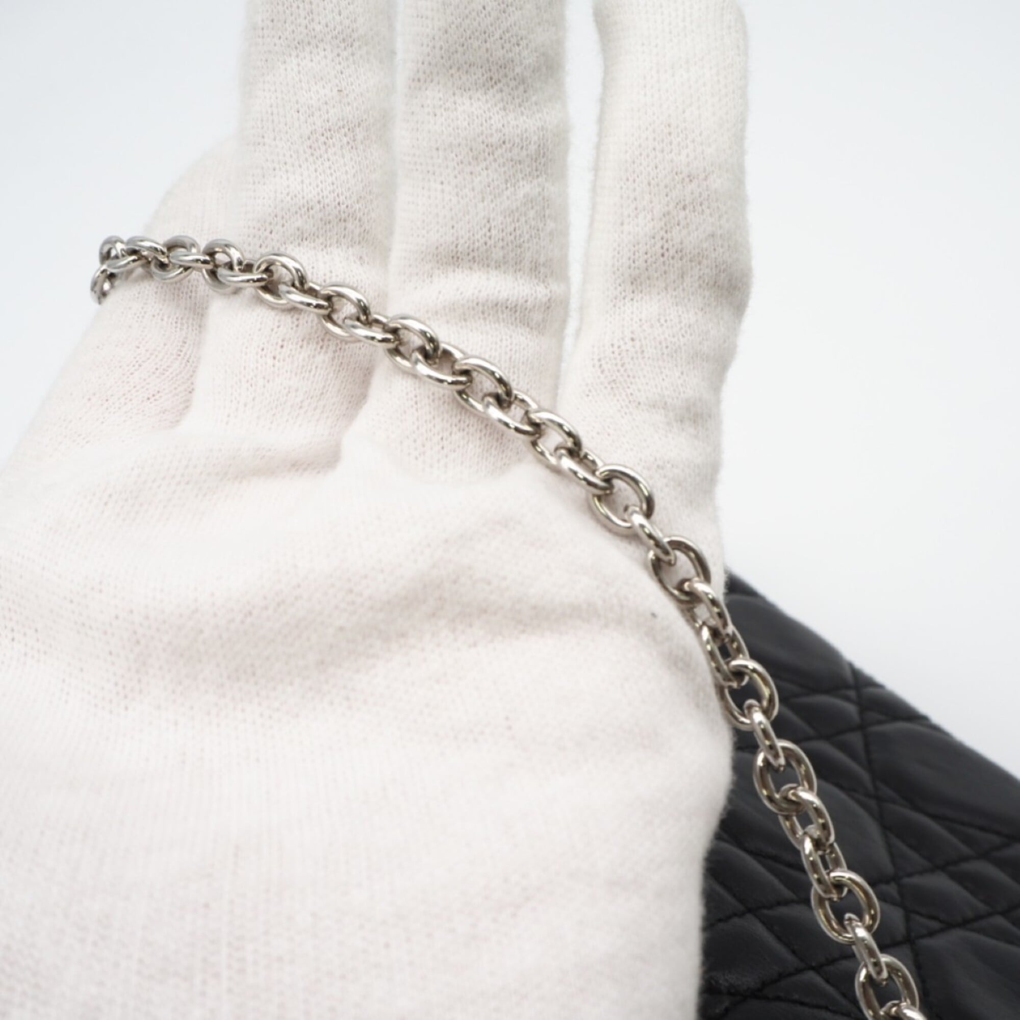 Christian Dior Black Leather Chain/Shoulder Wallet (Pre-Owned)