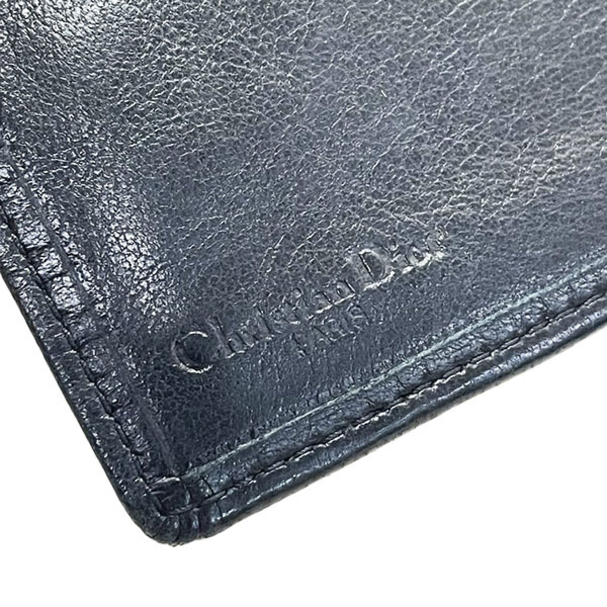 Christian Dior Black Leather Long Wallet (Tri-Fold) (Pre-Owned)