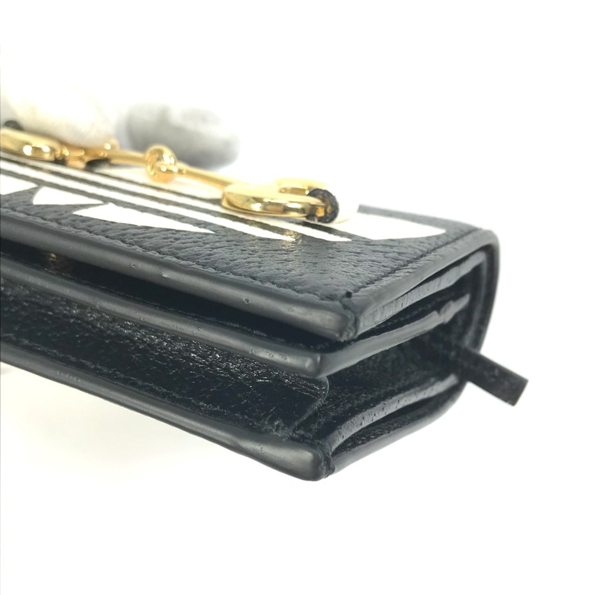 Gucci Black White Leather Chain/Shoulder Wallet (Pre-Owned)