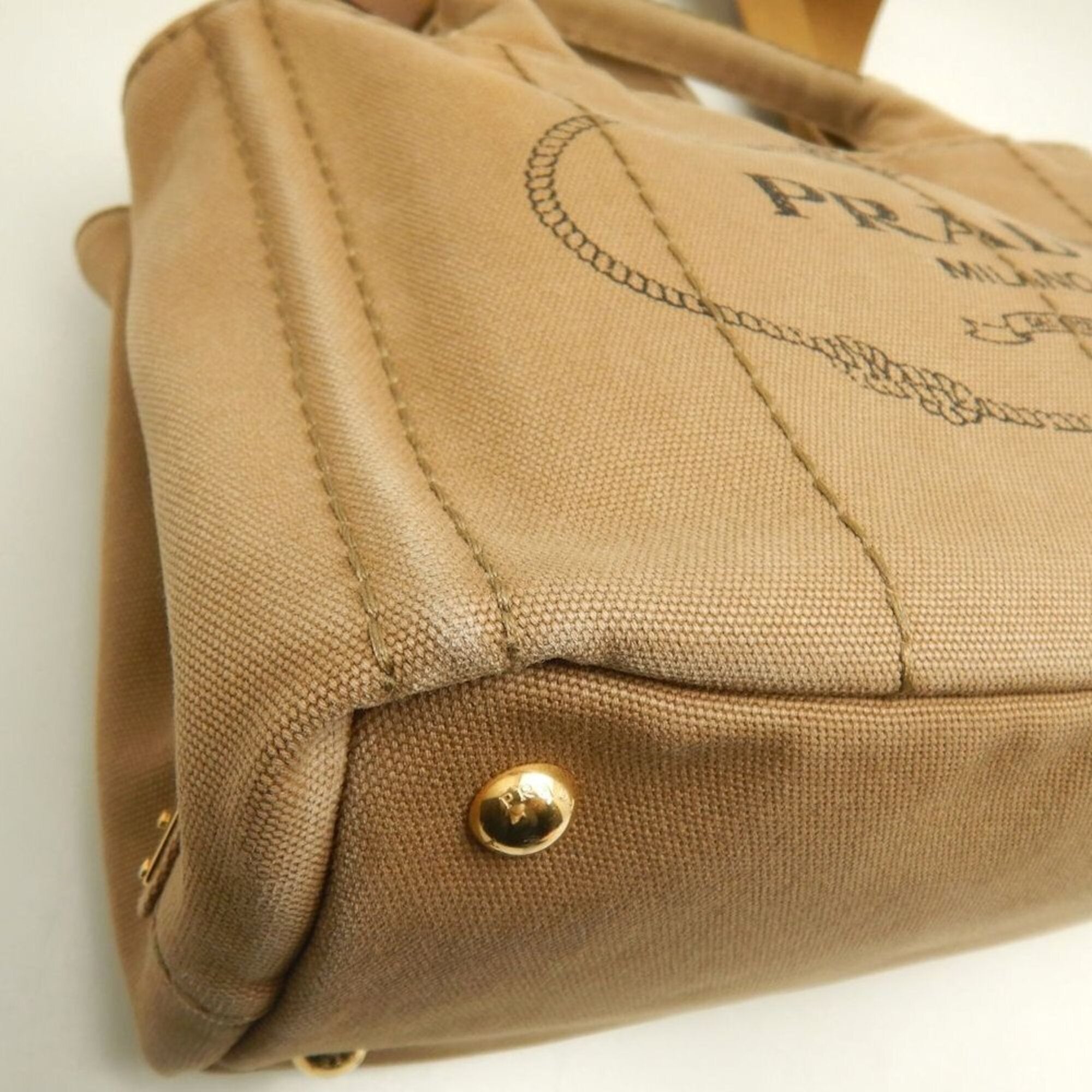 Prada Canapa Gold Canvas Tote Bag (Pre-Owned)