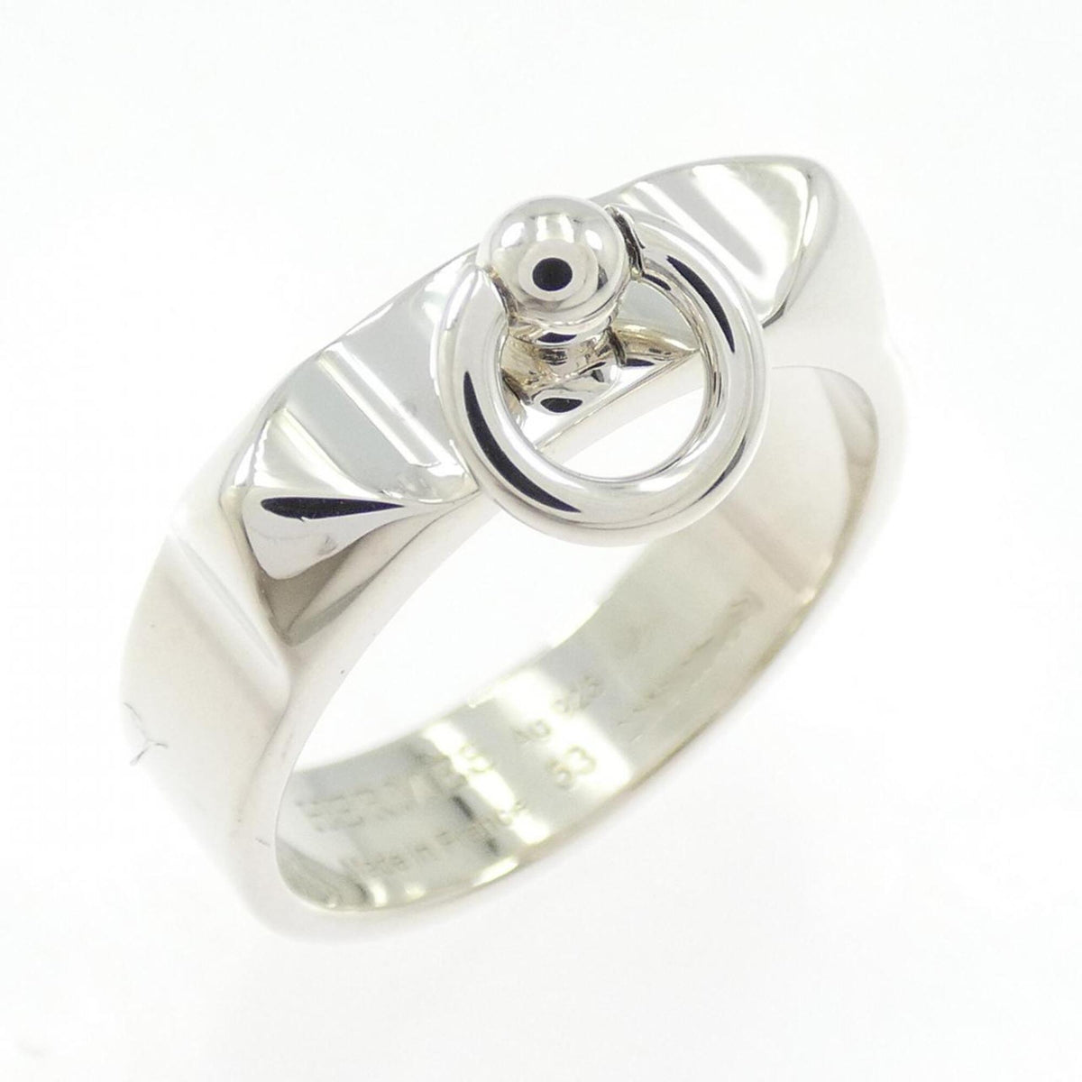 Hermes Silver Silver 925 Band Ring (Pre-Owned)