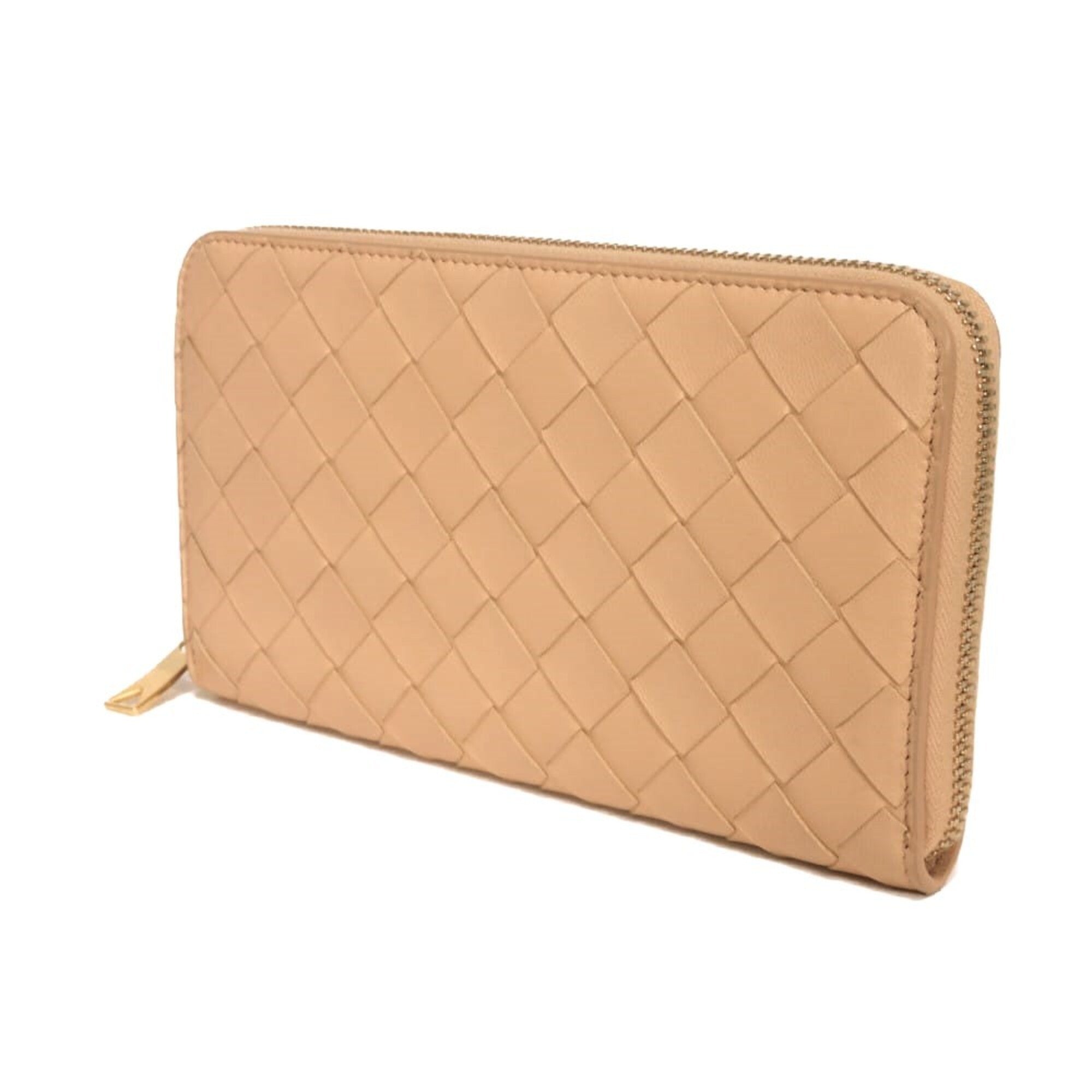 Bottega Veneta Beige Leather Long Wallet (Bi-Fold) (Pre-Owned)