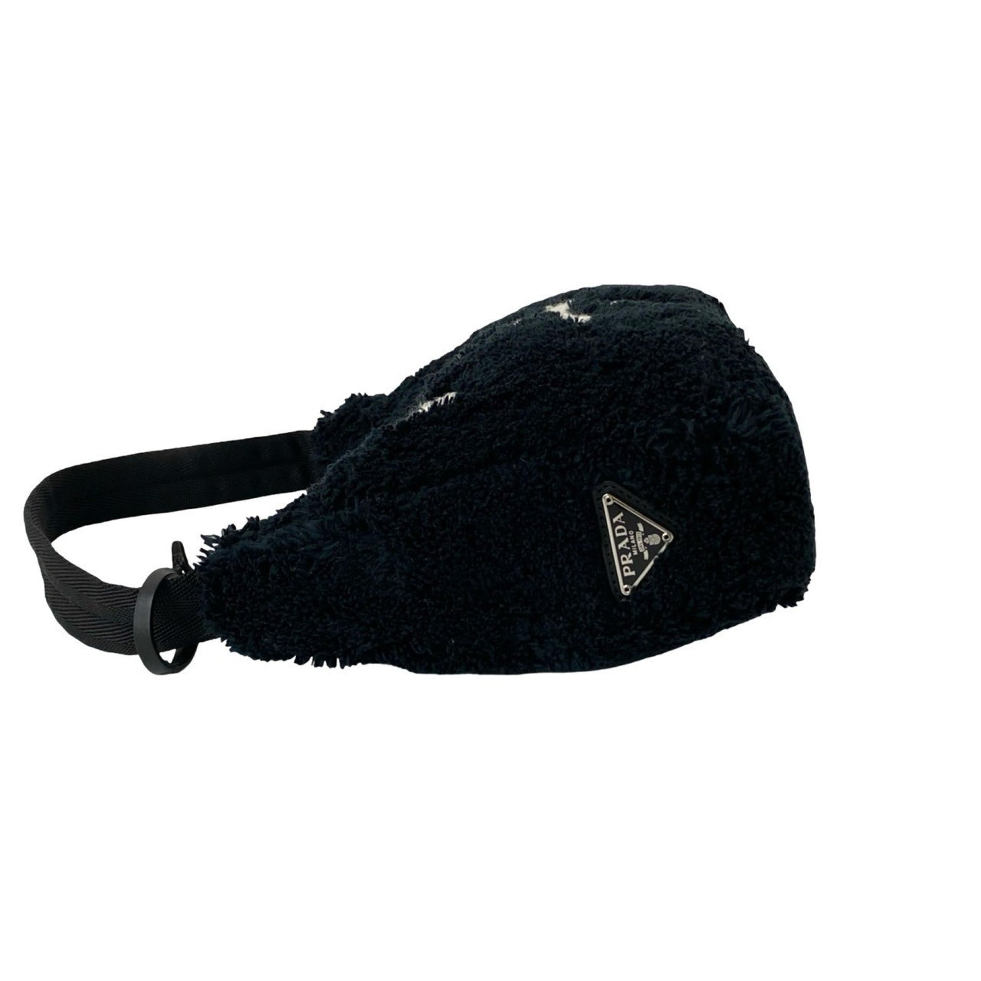 Prada Black Pile Fabric Handbag Shoulder Bag (Pre-Owned)
