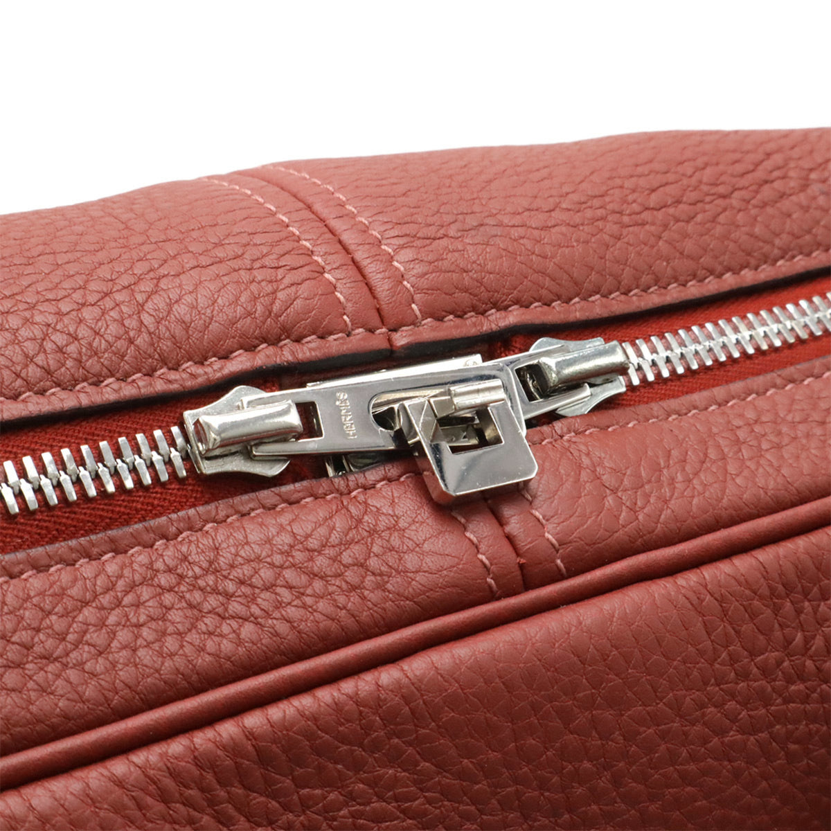 Hermes Rouge H Taurillon Clemence Leather Boston Bag (Pre-Owned)