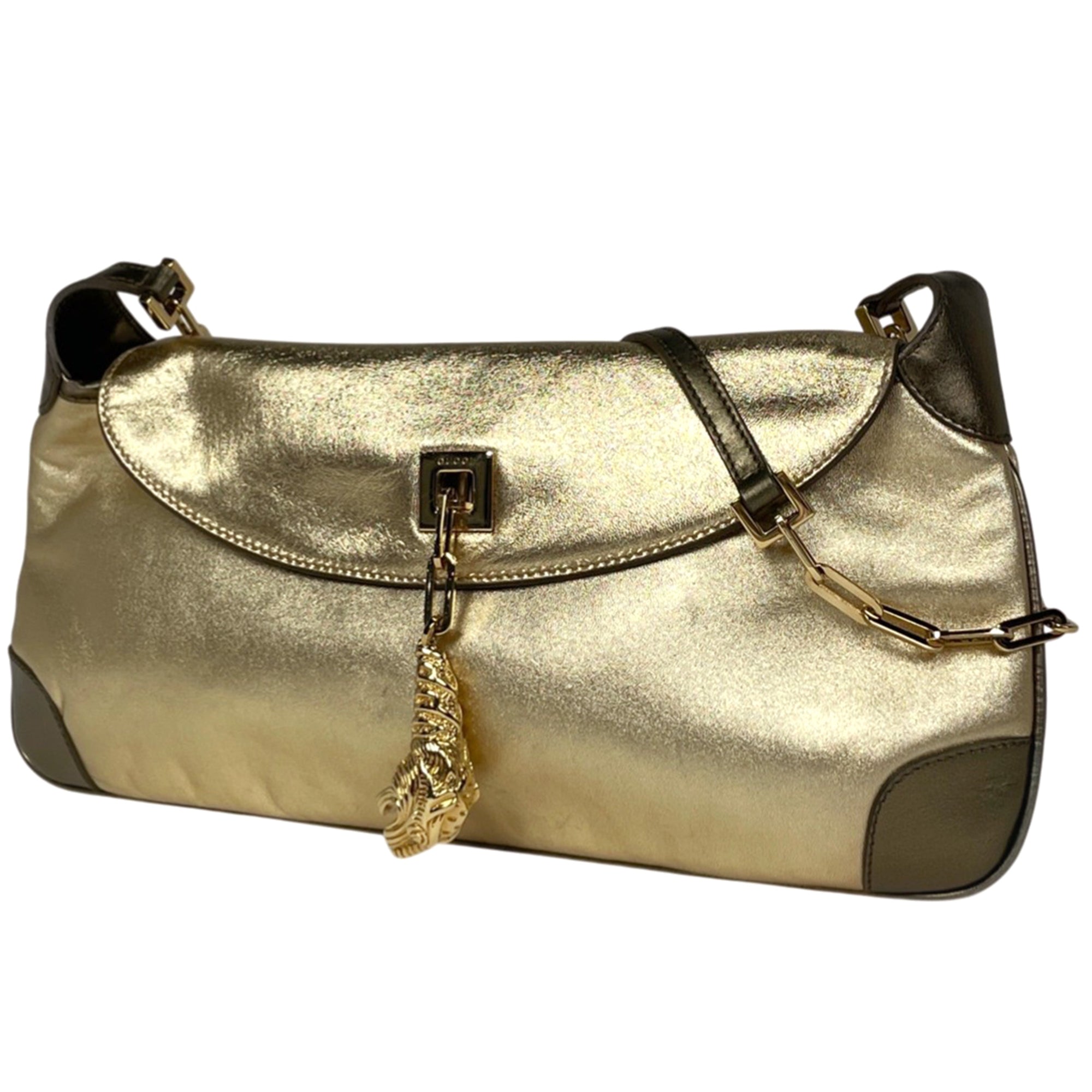 Gucci Gold Leather Shoulder Bag (Pre-Owned)