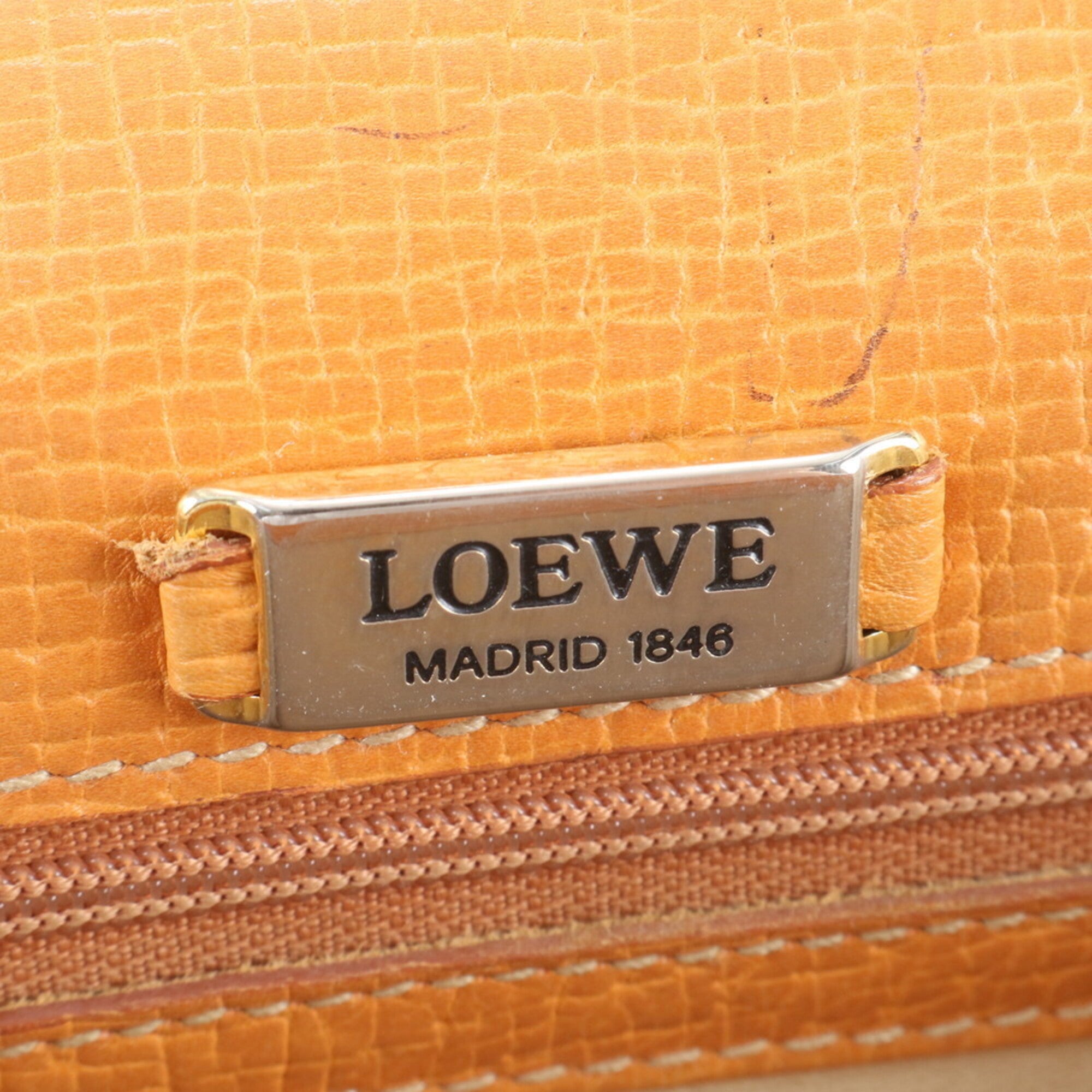 Loewe Barcelona Orange Leather Handbag Tote Bag (Pre-Owned)