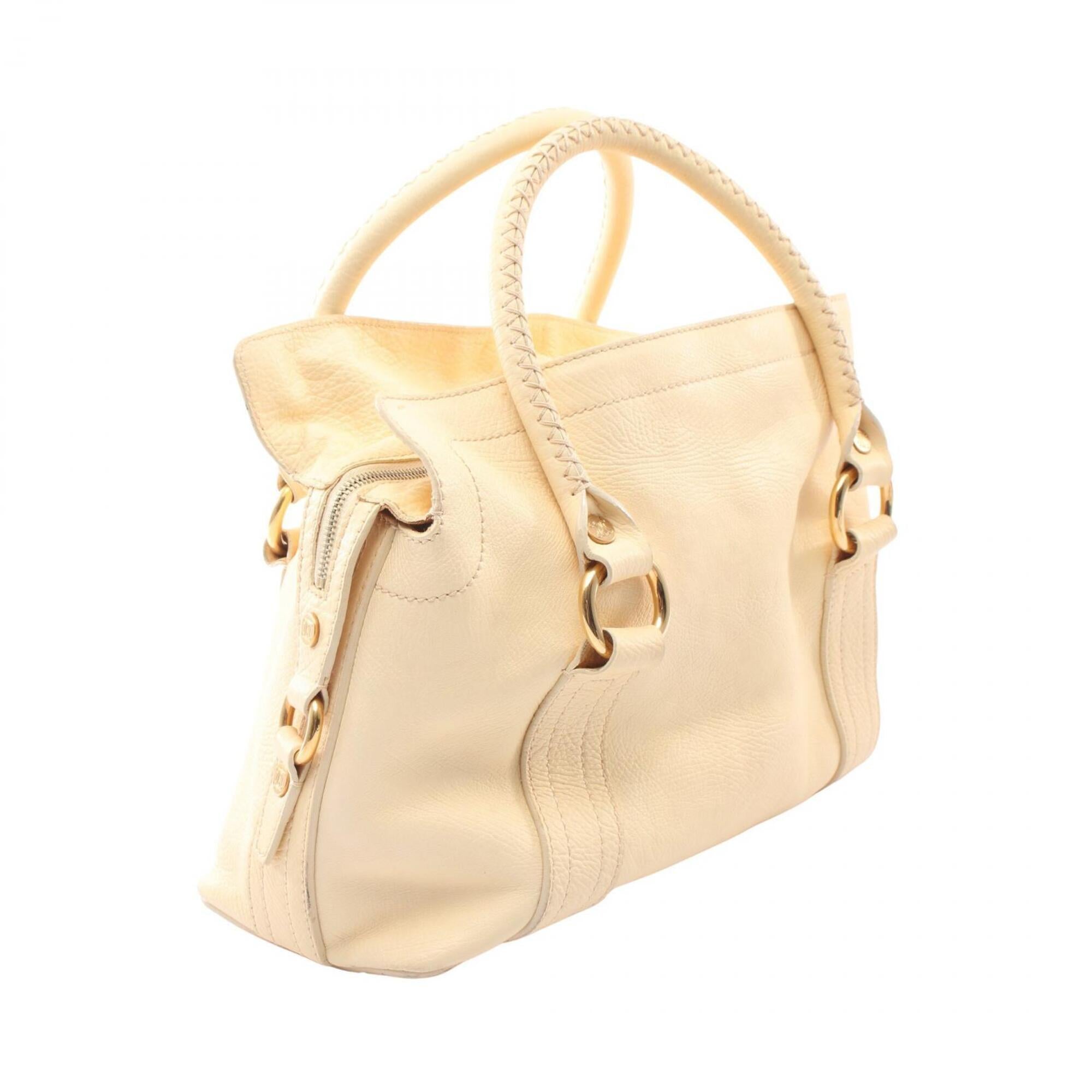 Celine Macadam Ivory Leather Handbag (Pre-Owned)
