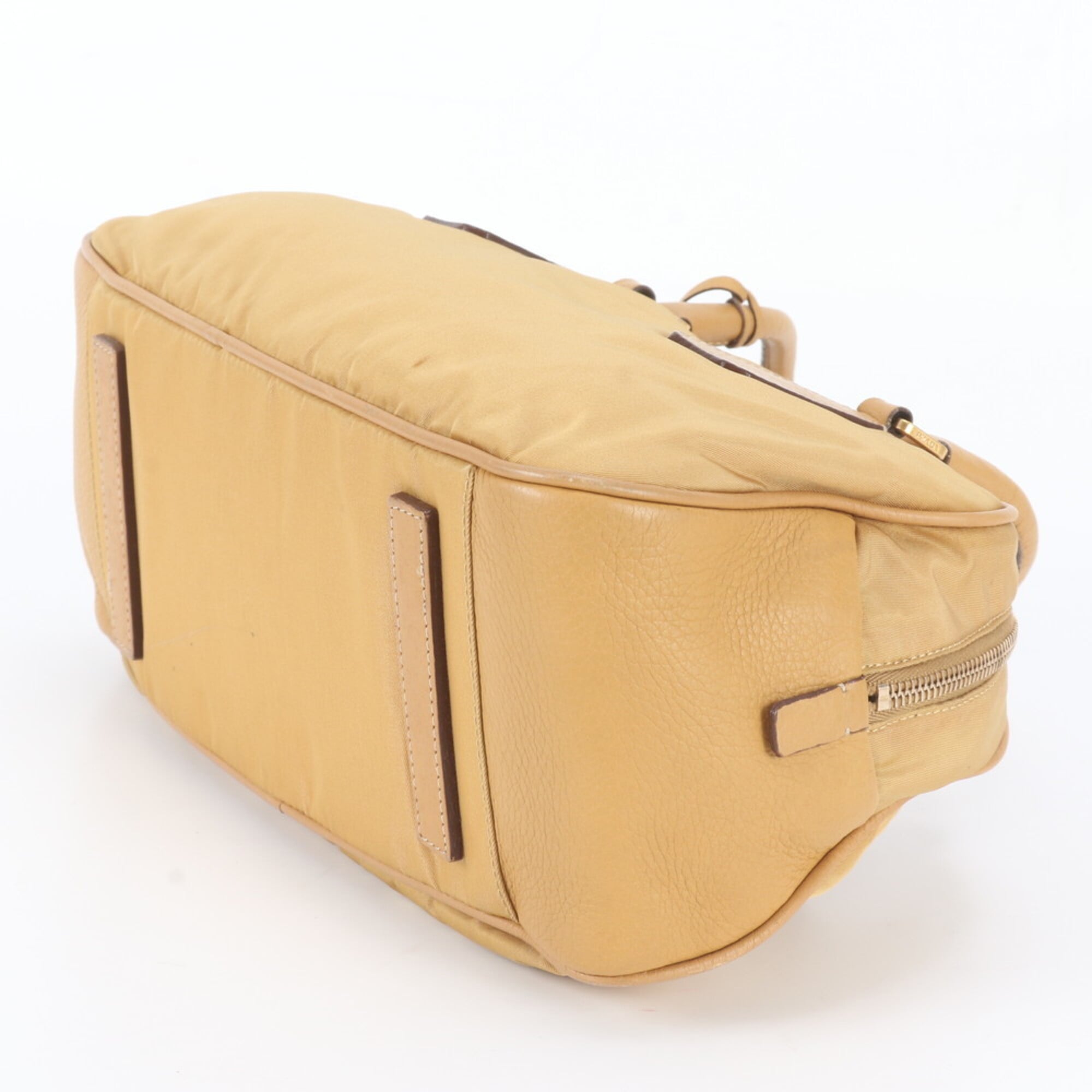 Prada Yellow Nylon Leather Handbag Shoulder Bag Tote Bag (Pre-Owned)