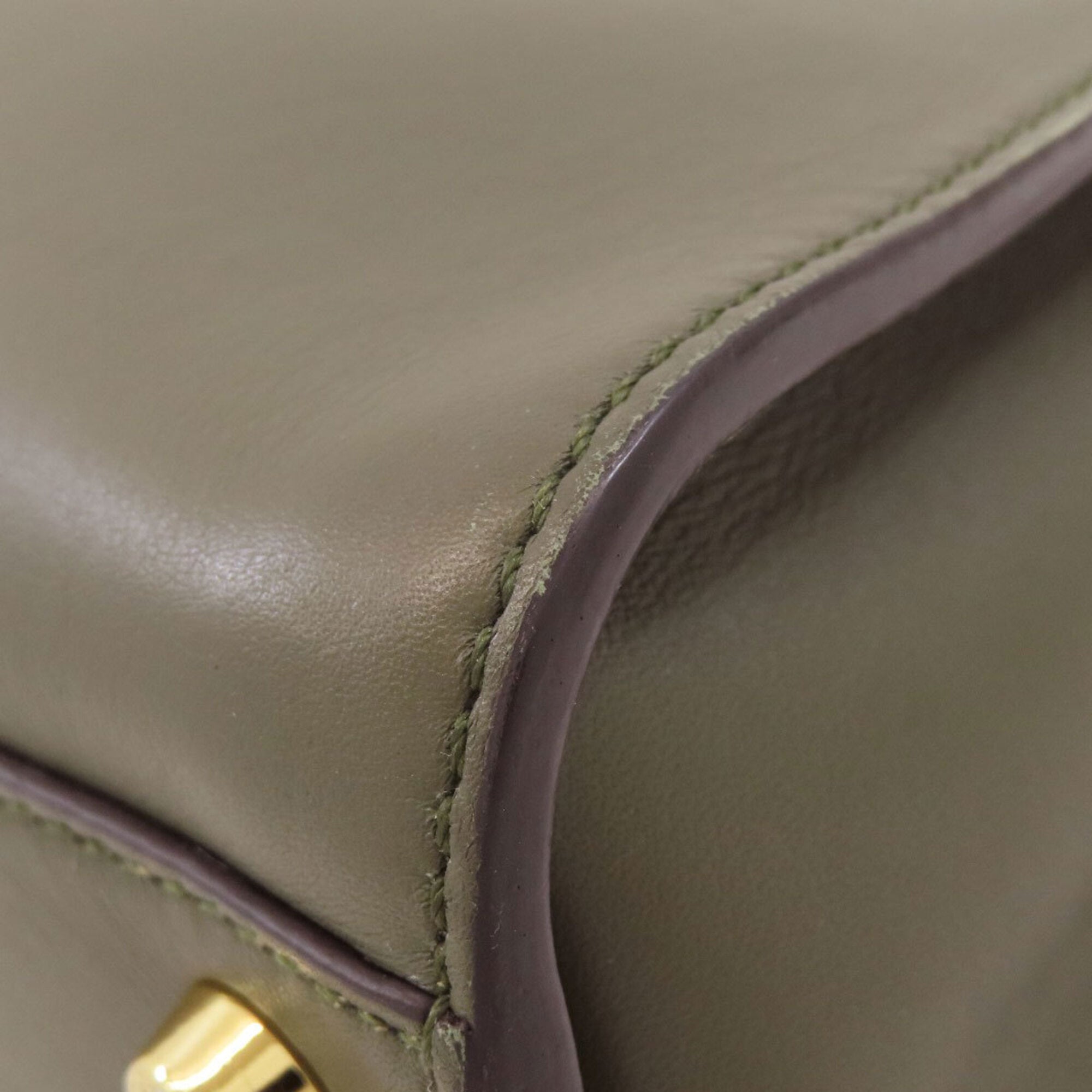 Fendi Peekaboo Khaki Leather Handbag (Pre-Owned)