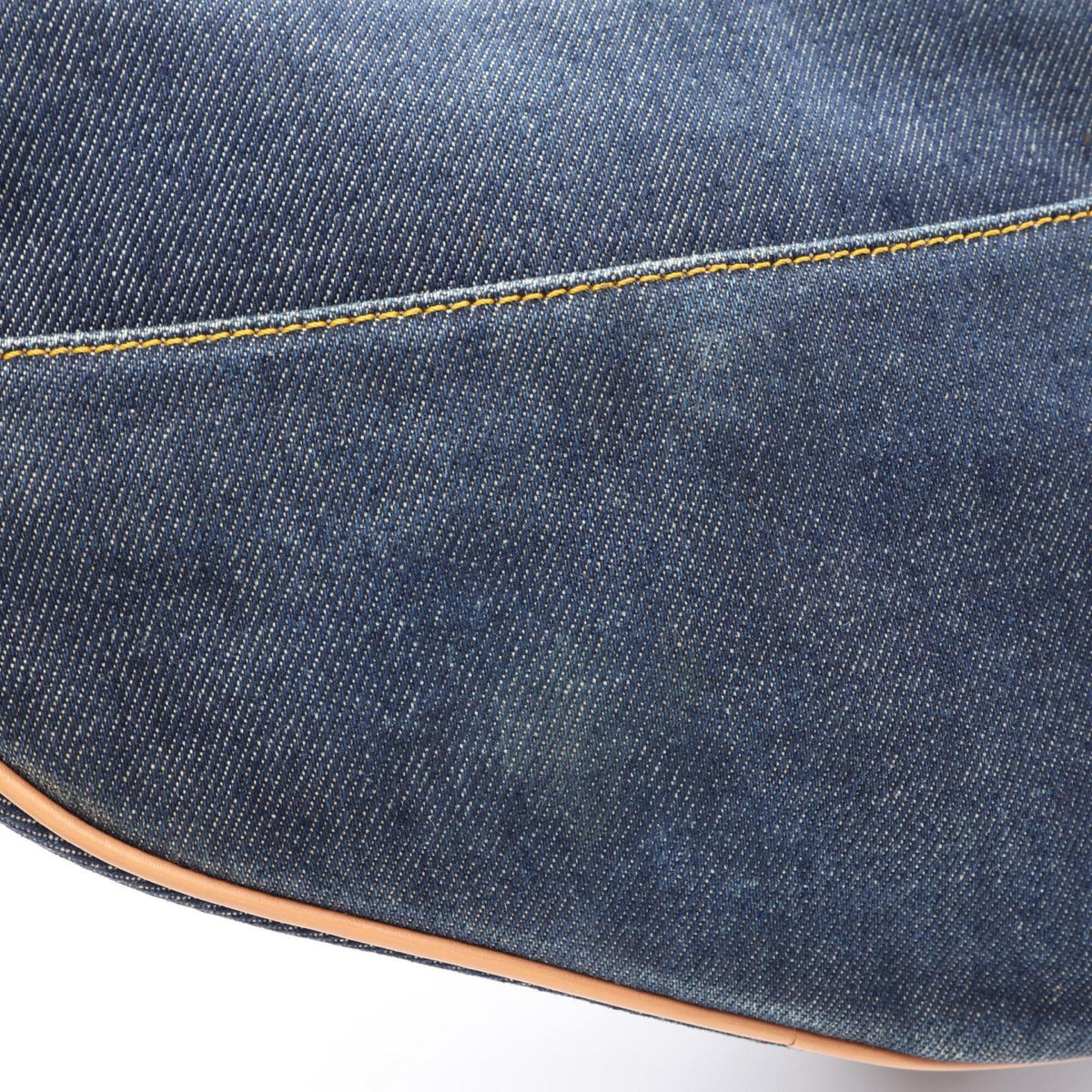 Christian Dior Brown Navy Denim Leather Handbag Saddle Bag (Pre-Owned)
