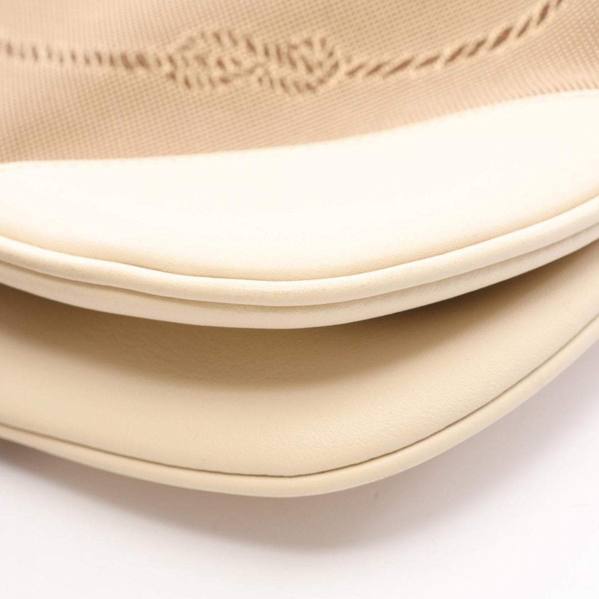 Prada Beige Ivory Canvas Leather Shoulder Bag (Pre-Owned)