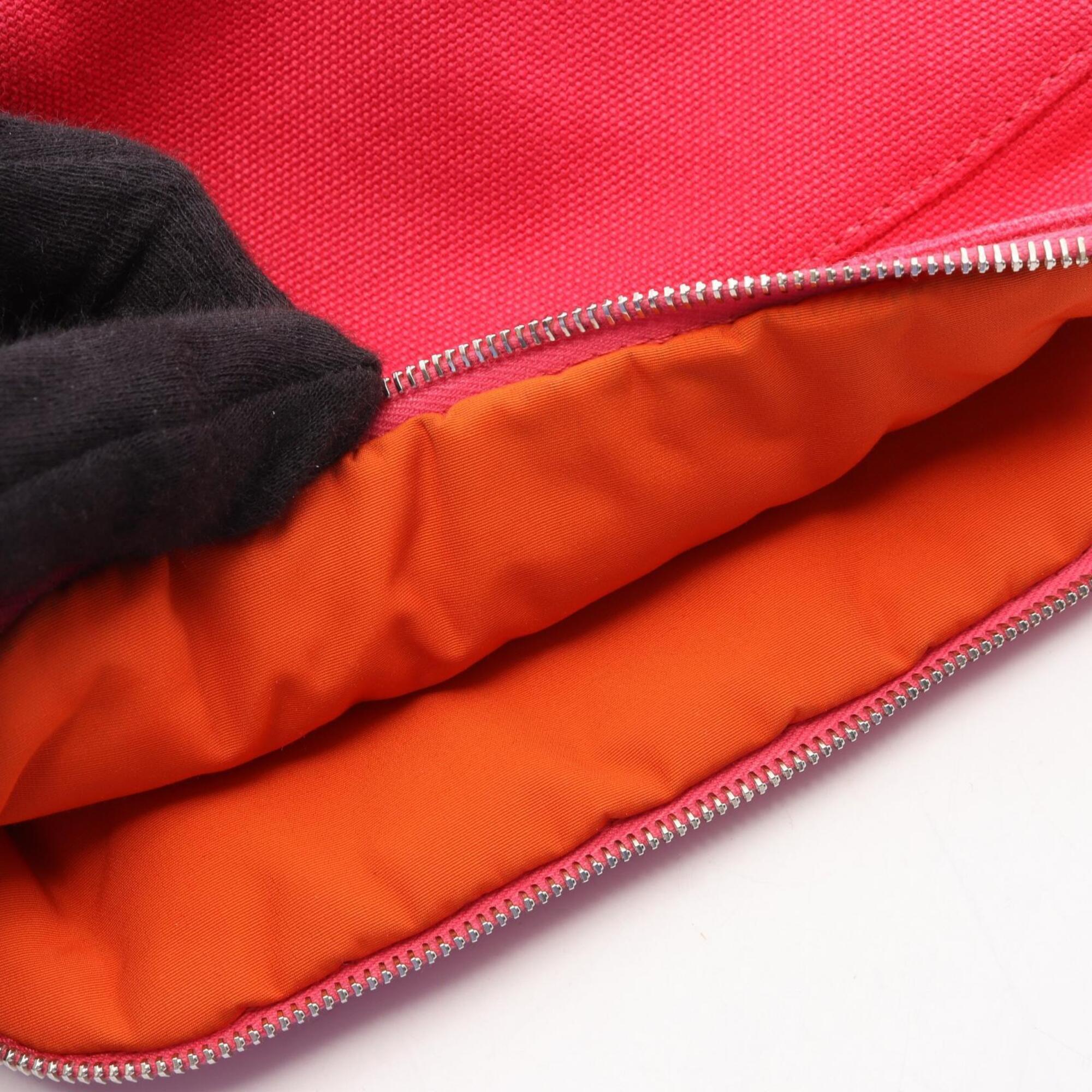 Hermes Brown Pink Canvas Handbag Pouch (Pre-Owned)