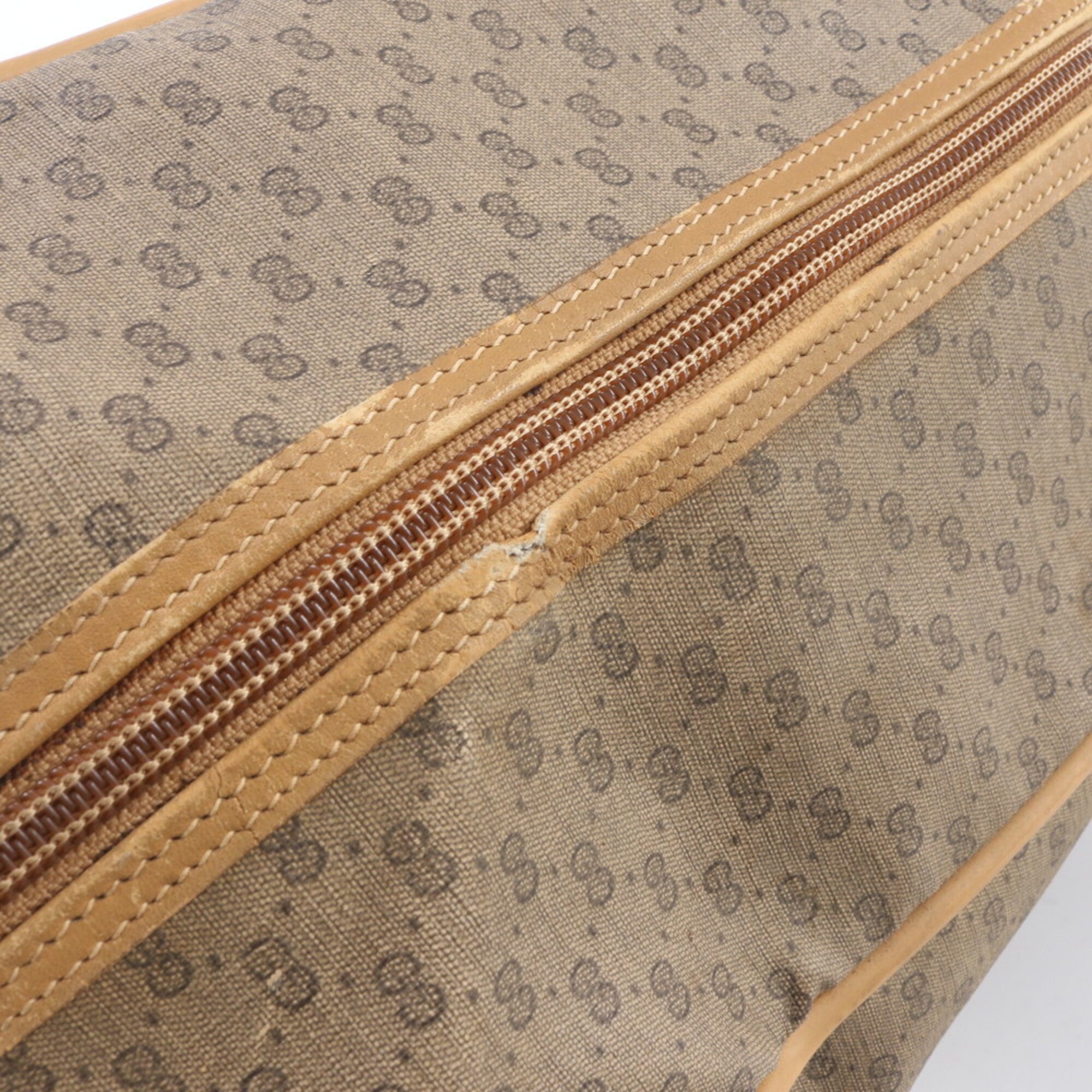 Gucci Beige Leather Coated Canvas Boston Bag Tote Bag (Pre-Owned)