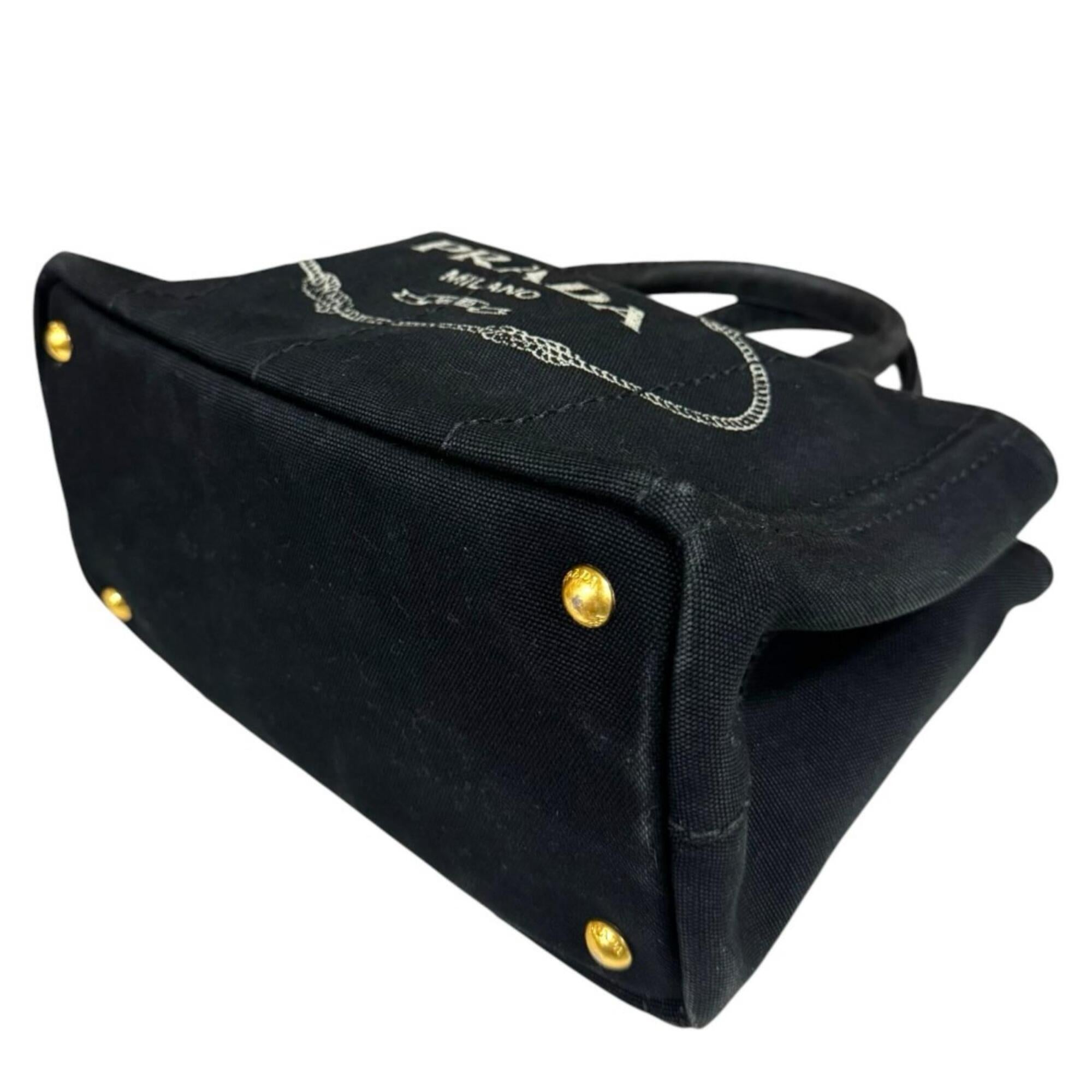 Prada Canapa Black Nero Canvas Shoulder Bag (Pre-Owned)