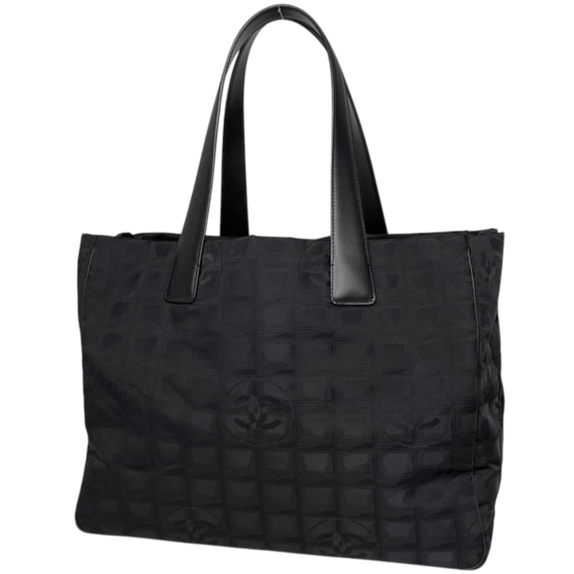 Chanel Black Nylon Leather Tote Bag (Pre-Owned)