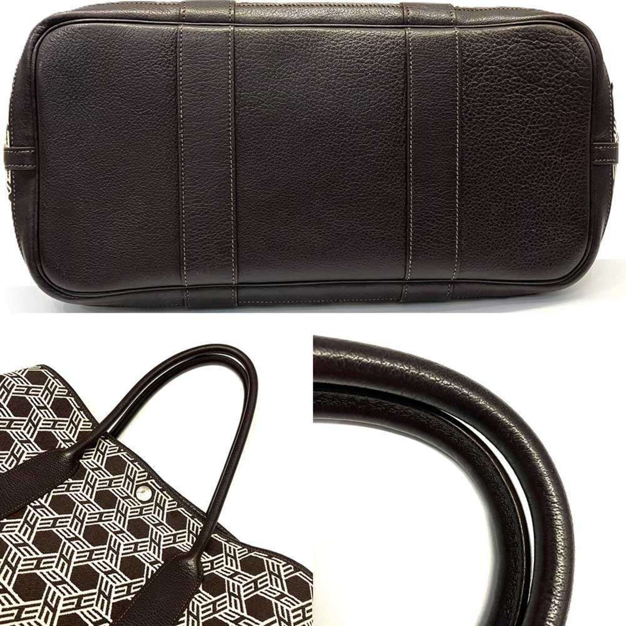 Hermes Garden Brown Toile So H Tote Bag (Pre-Owned)