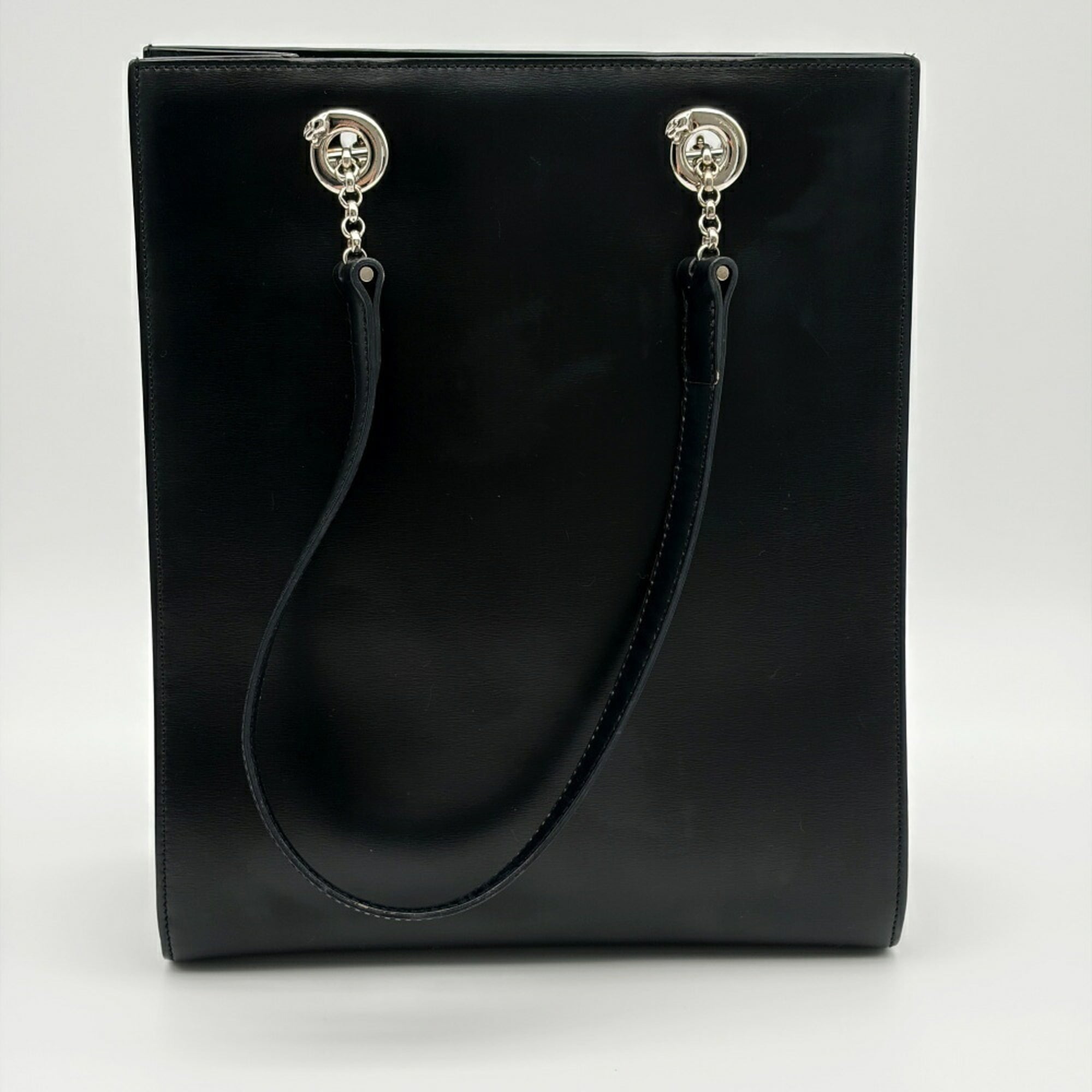 Cartier Panthère Black Leather Shoulder Bag Tote Bag (Pre-Owned)