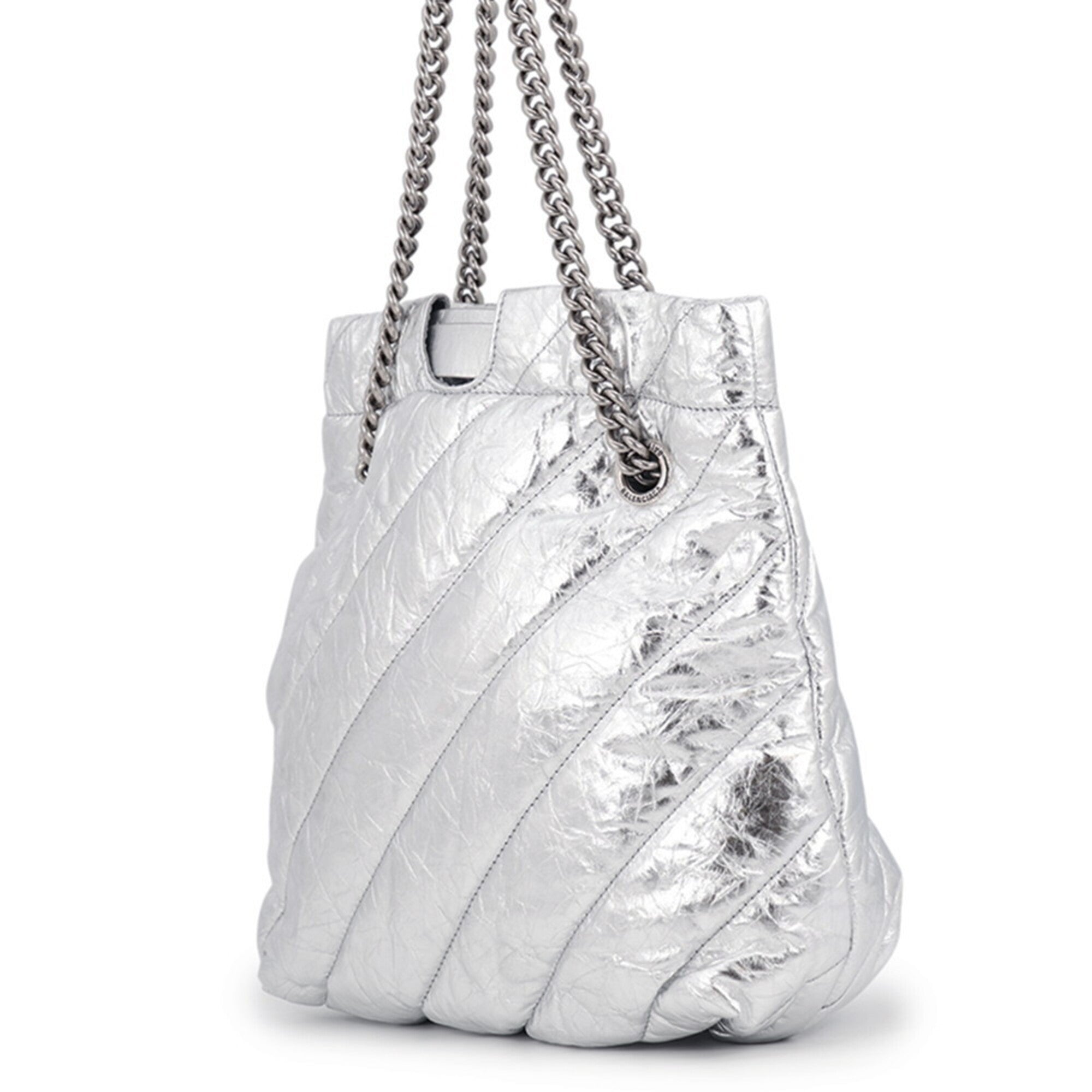Balenciaga Silver Leather Handbag Shoulder Bag Tote Bag (Pre-Owned)