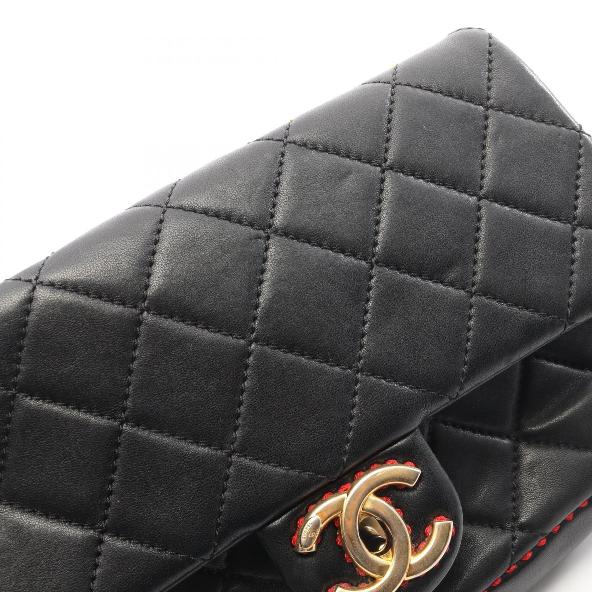 Chanel Black Leather Handbag Shoulder Bag (Pre-Owned)