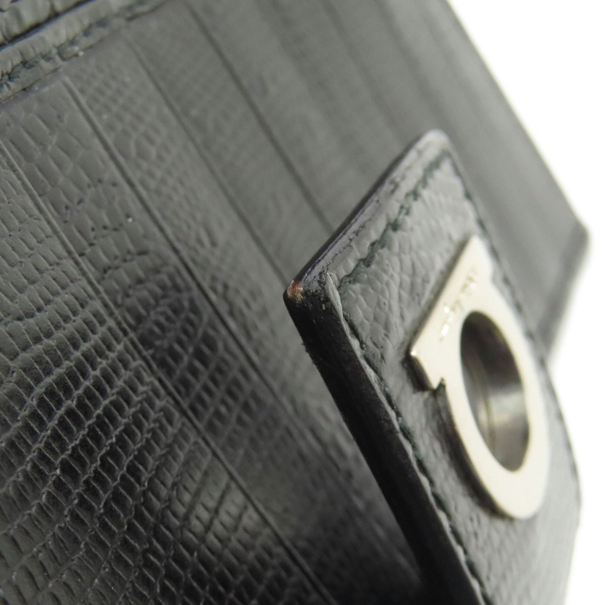 Salvatore Ferragamo Gancini Black Leather Long Wallet (Bi-Fold) (Pre-Owned)
