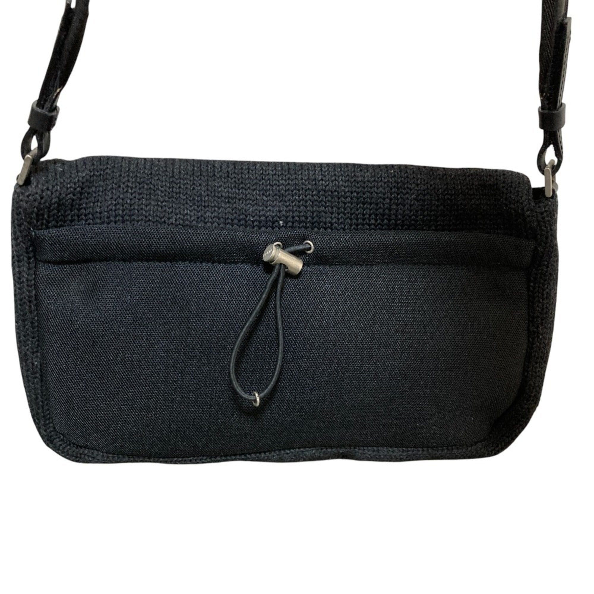 Prada Black Wool Leather Shoulder Bag (Pre-Owned)