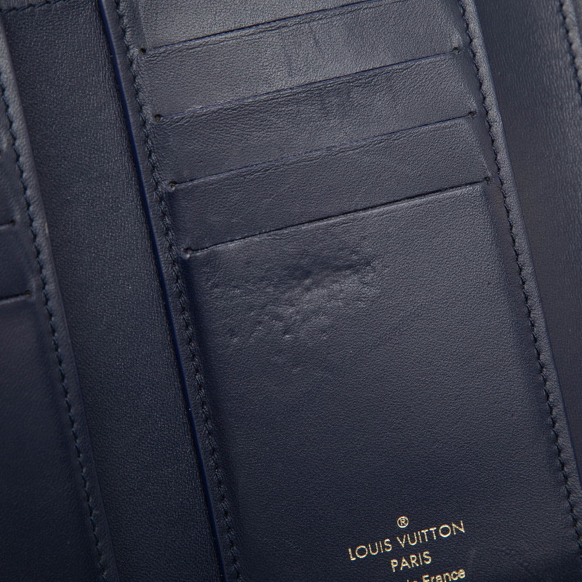 Louis Vuitton Navy Leather Wallet (Tri-Fold) (Pre-Owned)