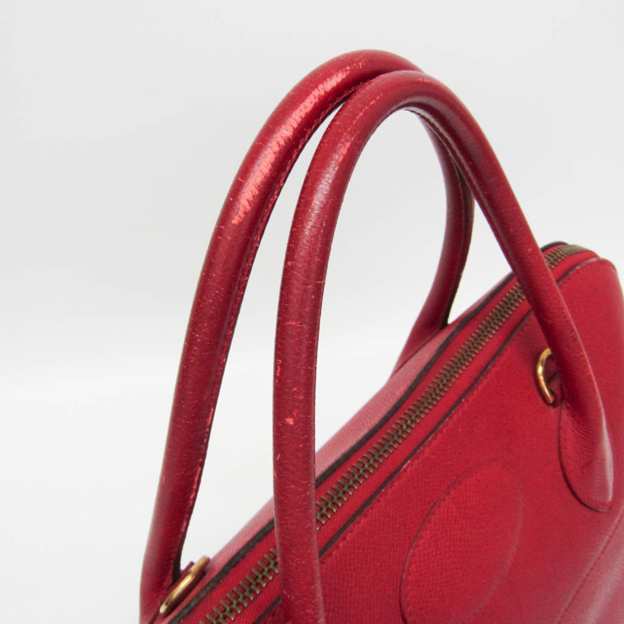 Hermes Red Color Courchevel Leather Handbag (Pre-Owned)