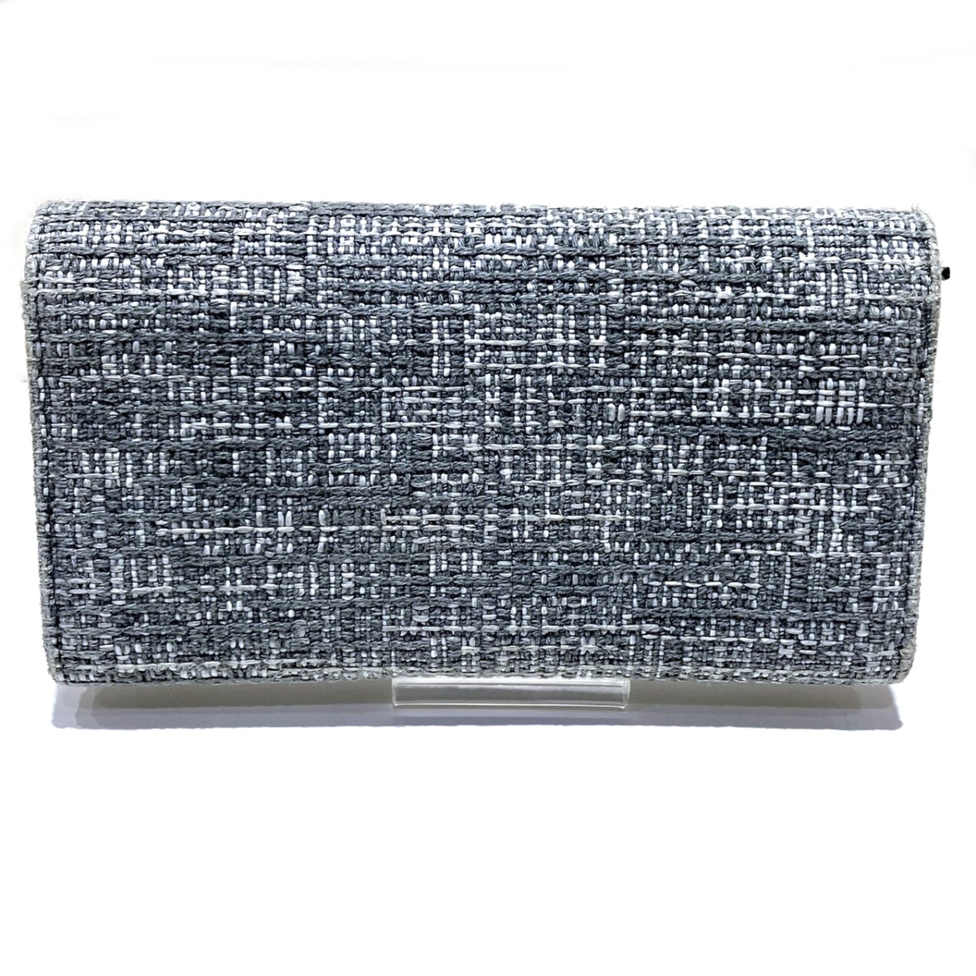 Chanel Gray Canvas Long Wallet (Bi-Fold) (Pre-Owned)