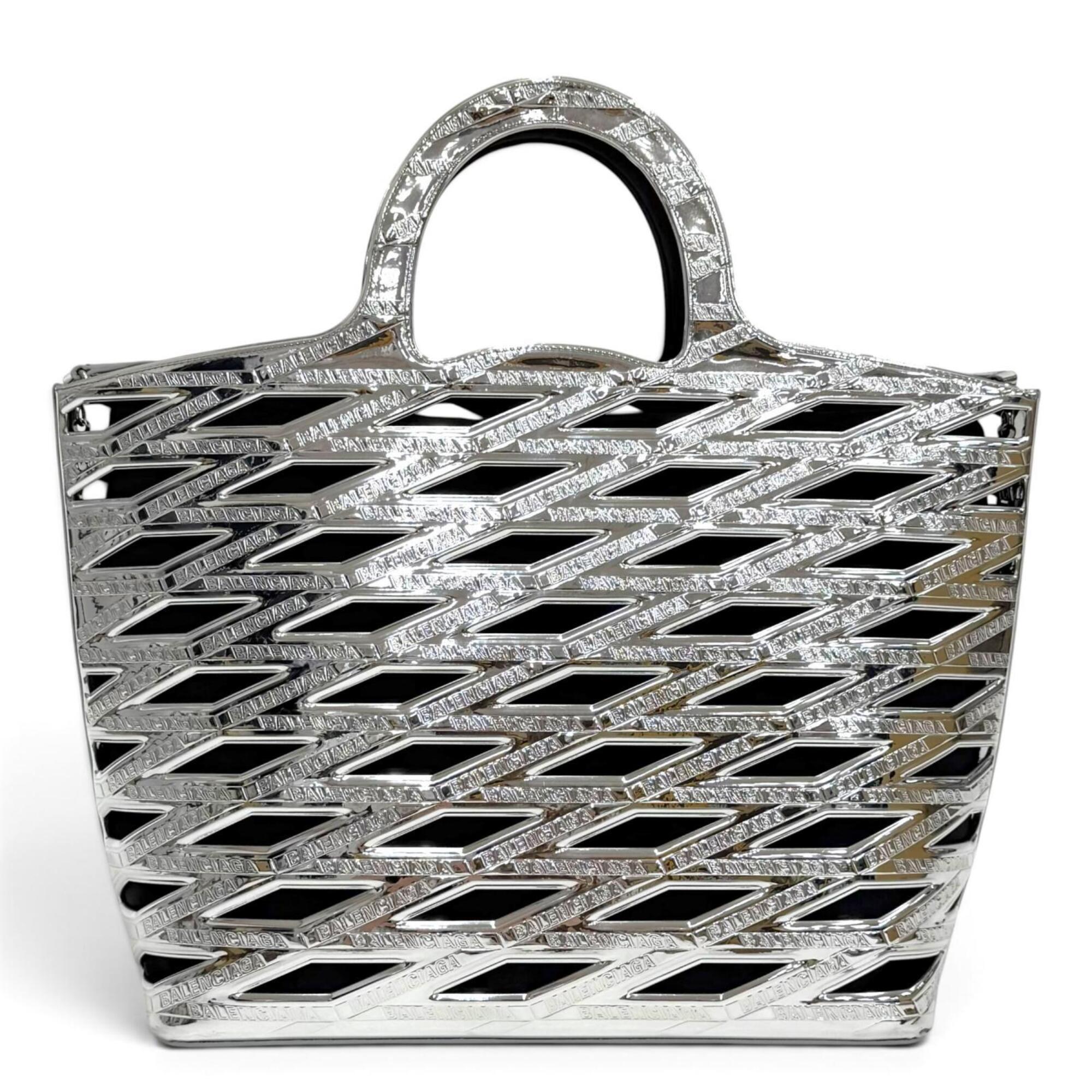 Balenciaga Black Silver Basket Shoulder Bag Tote Bag (Pre-Owned)