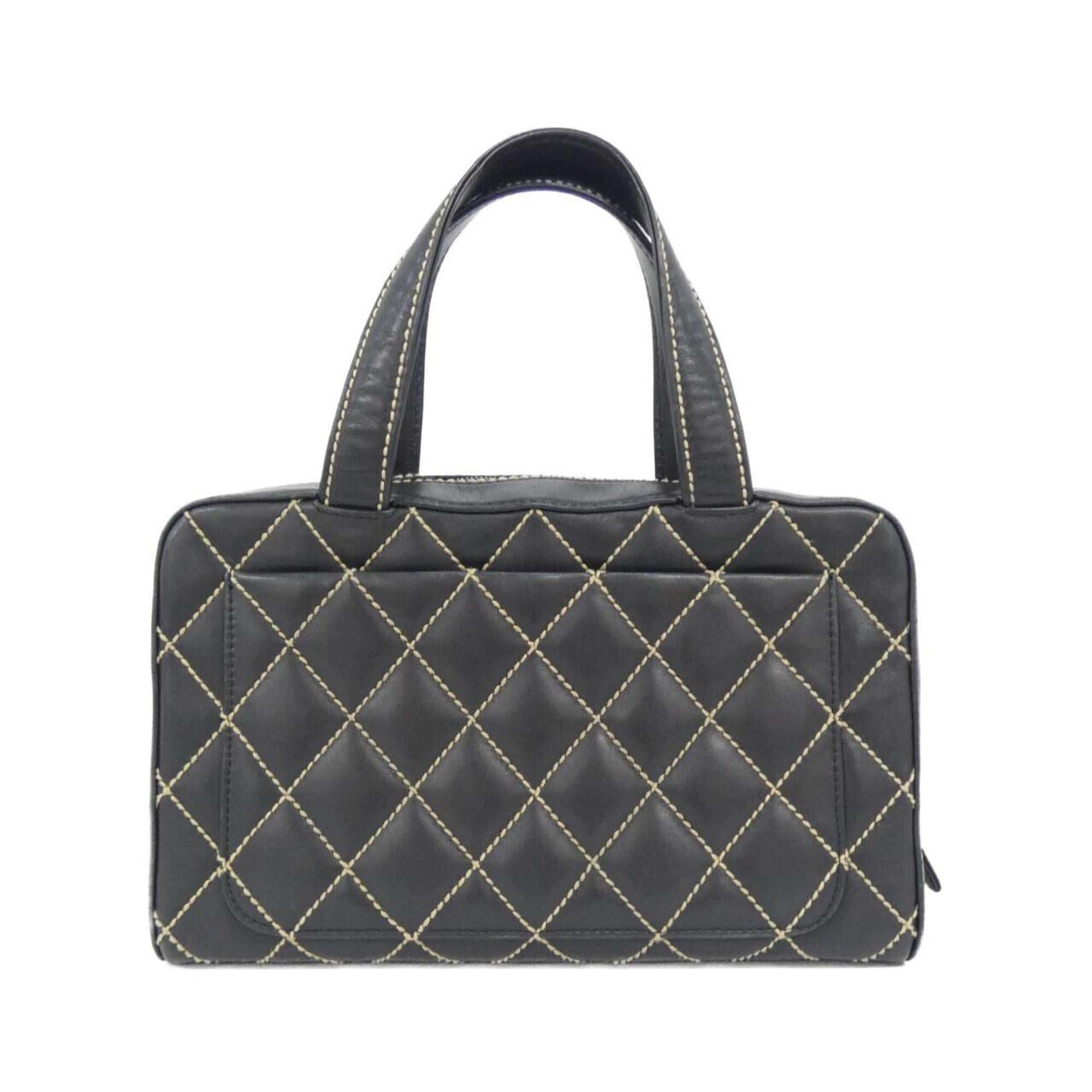 Chanel Beige Black Leather Handbag Pouch (Pre-Owned)